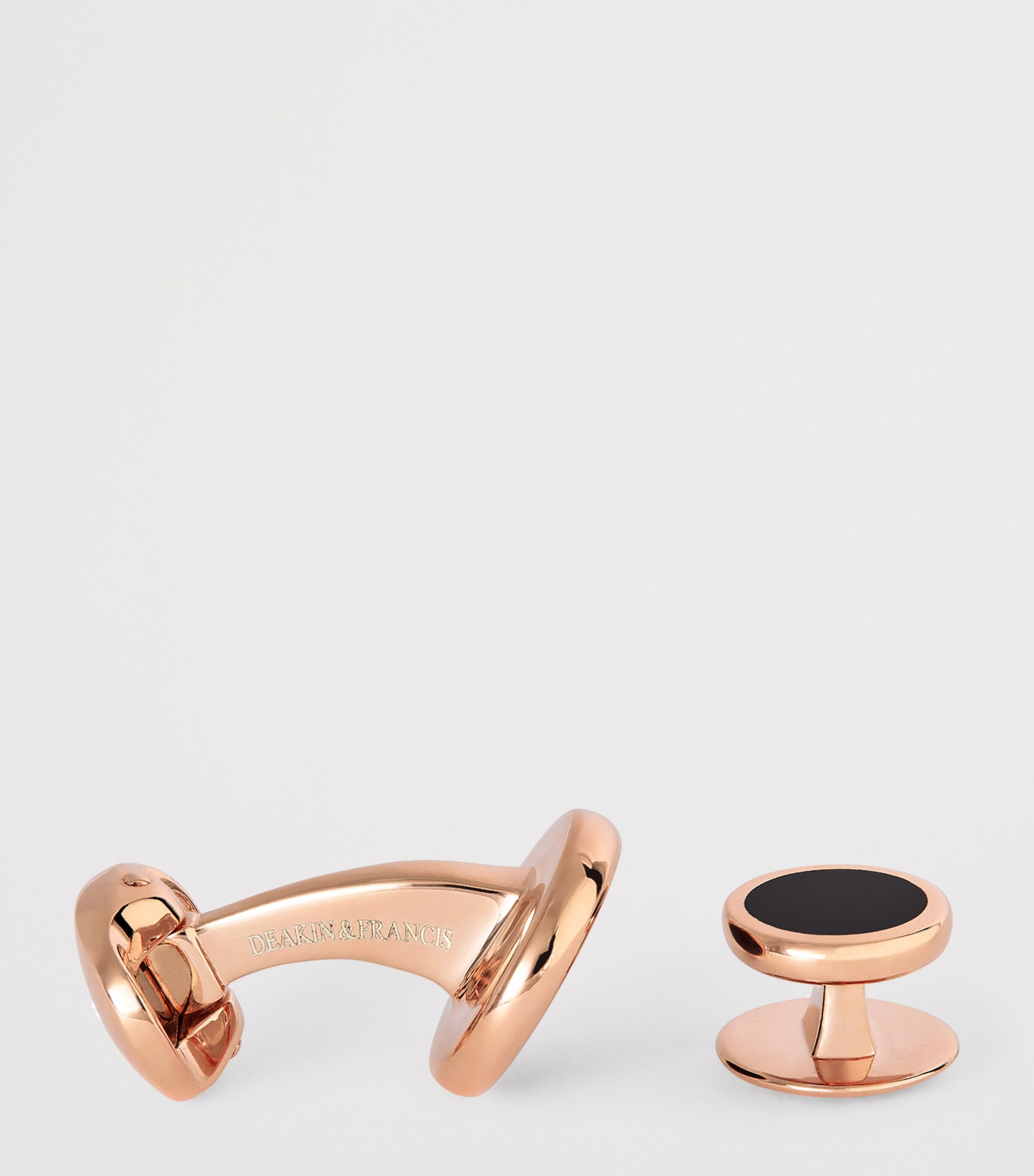 Deakin & Francis Rose Gold Onyx Cufflinks Dress Set Rose Gold Image 3