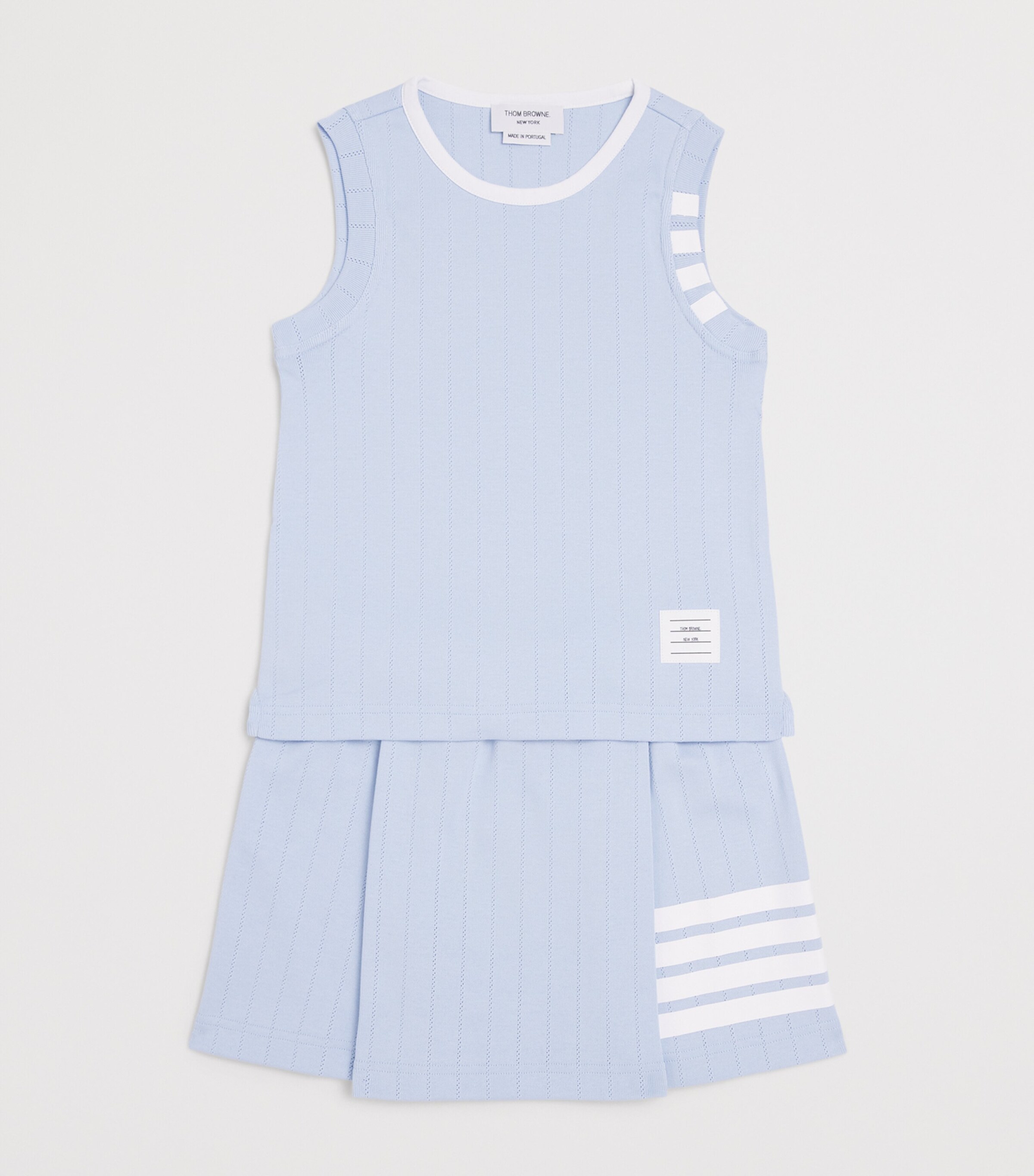 Thom Browne Kids Cotton Pleated Mini Skirt (2-12 Years) Light Blue Image 3