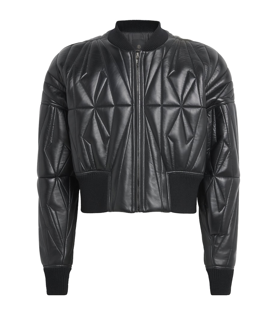 Rick Owens Mens x Moncler Leather Geocamo Cropped Bomber Jacket Black Image 1