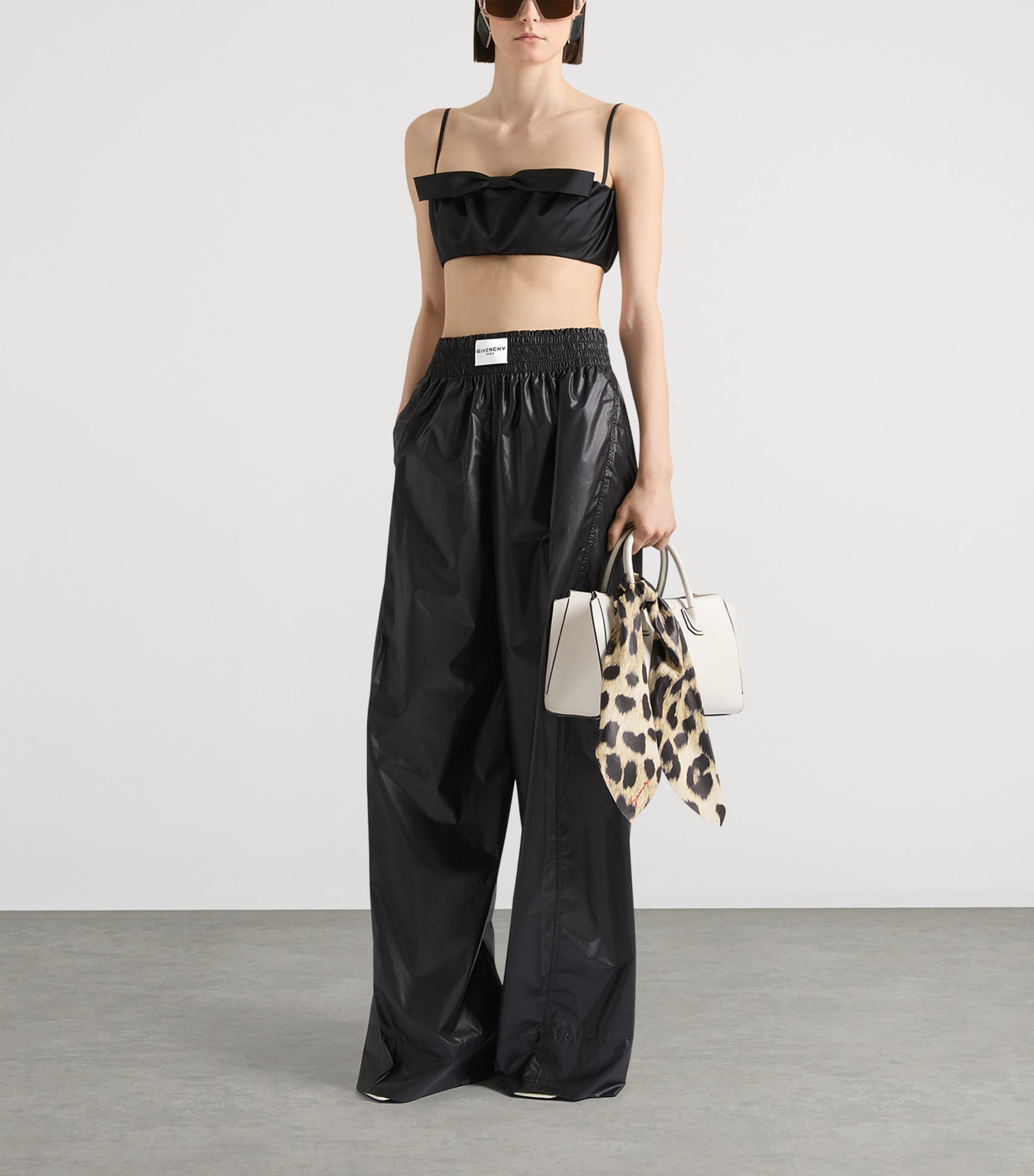 Givenchy Leather Leopard Print Logo Scarf Image 2