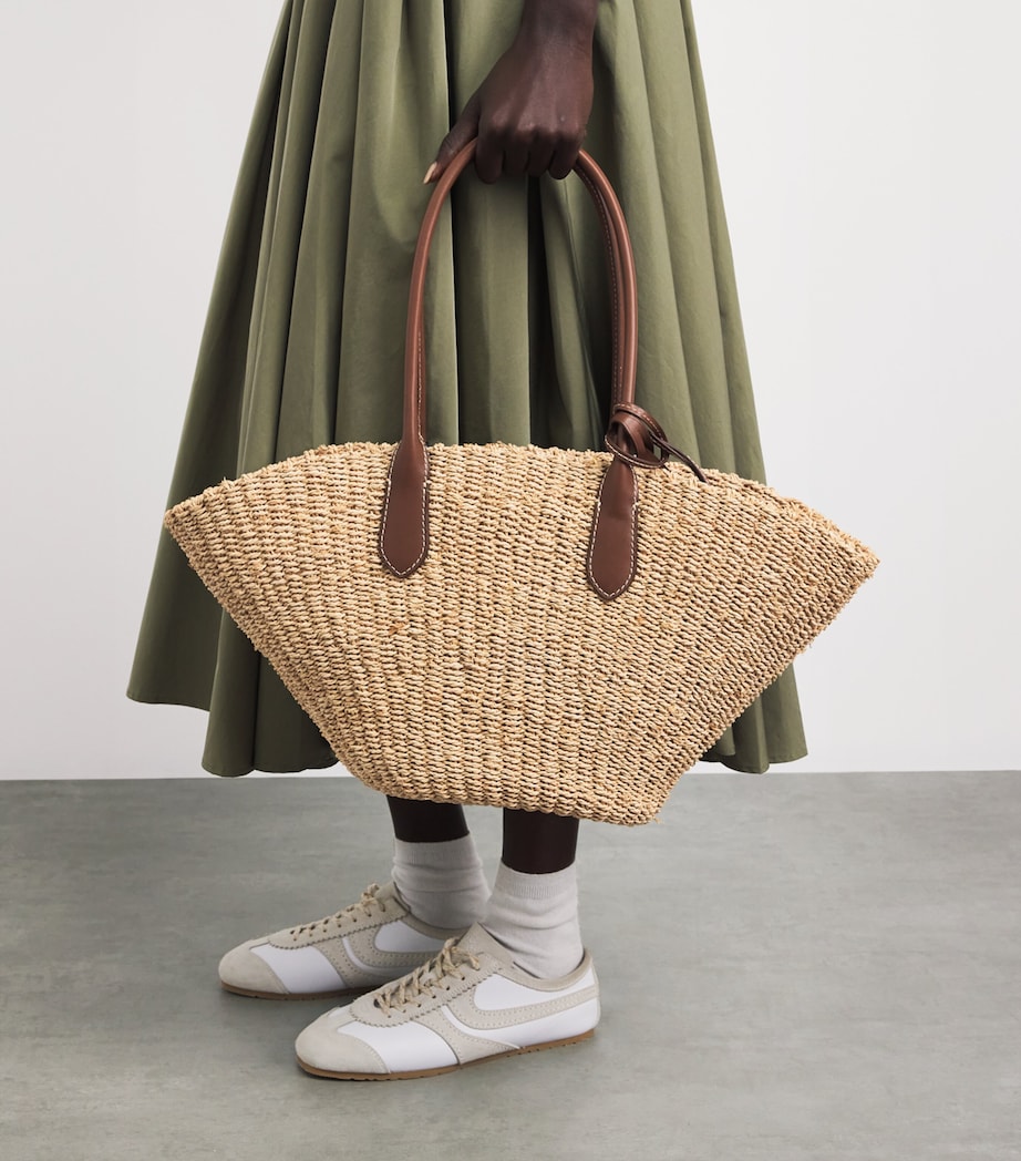 Polo Ralph Lauren Medium Raffia Tote Bag Natural/cuoio Image 4