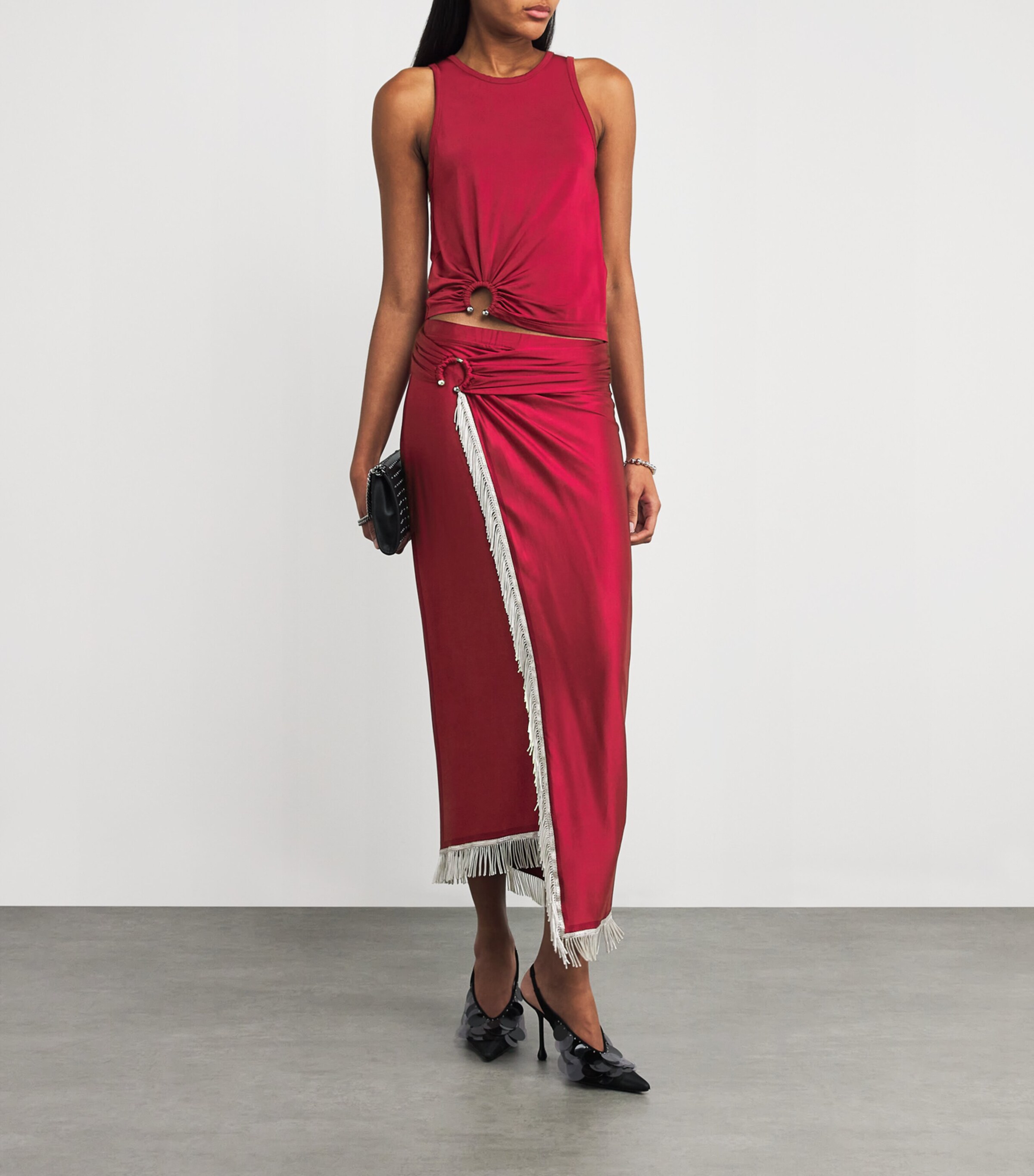 Jersey Ring-Gathered Tank Top P613 RUBY RED Image 2