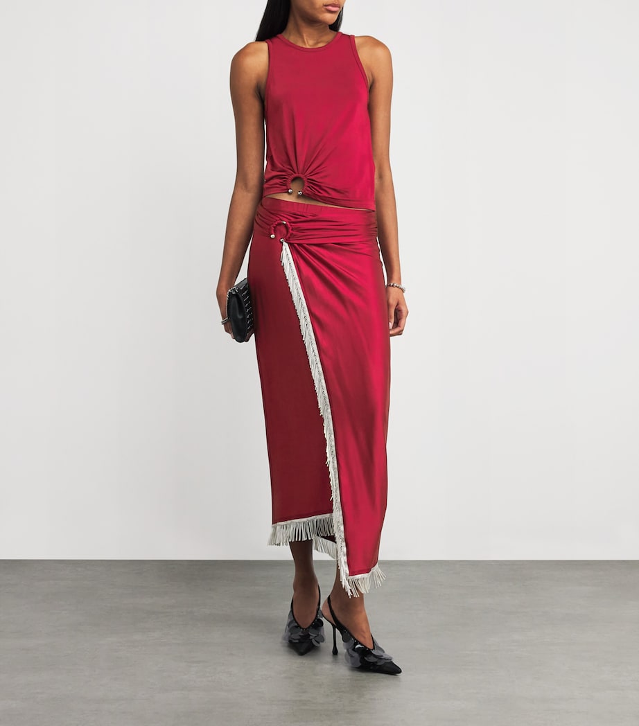 Jersey Ring-Gathered Tank Top P613 RUBY RED Image 2