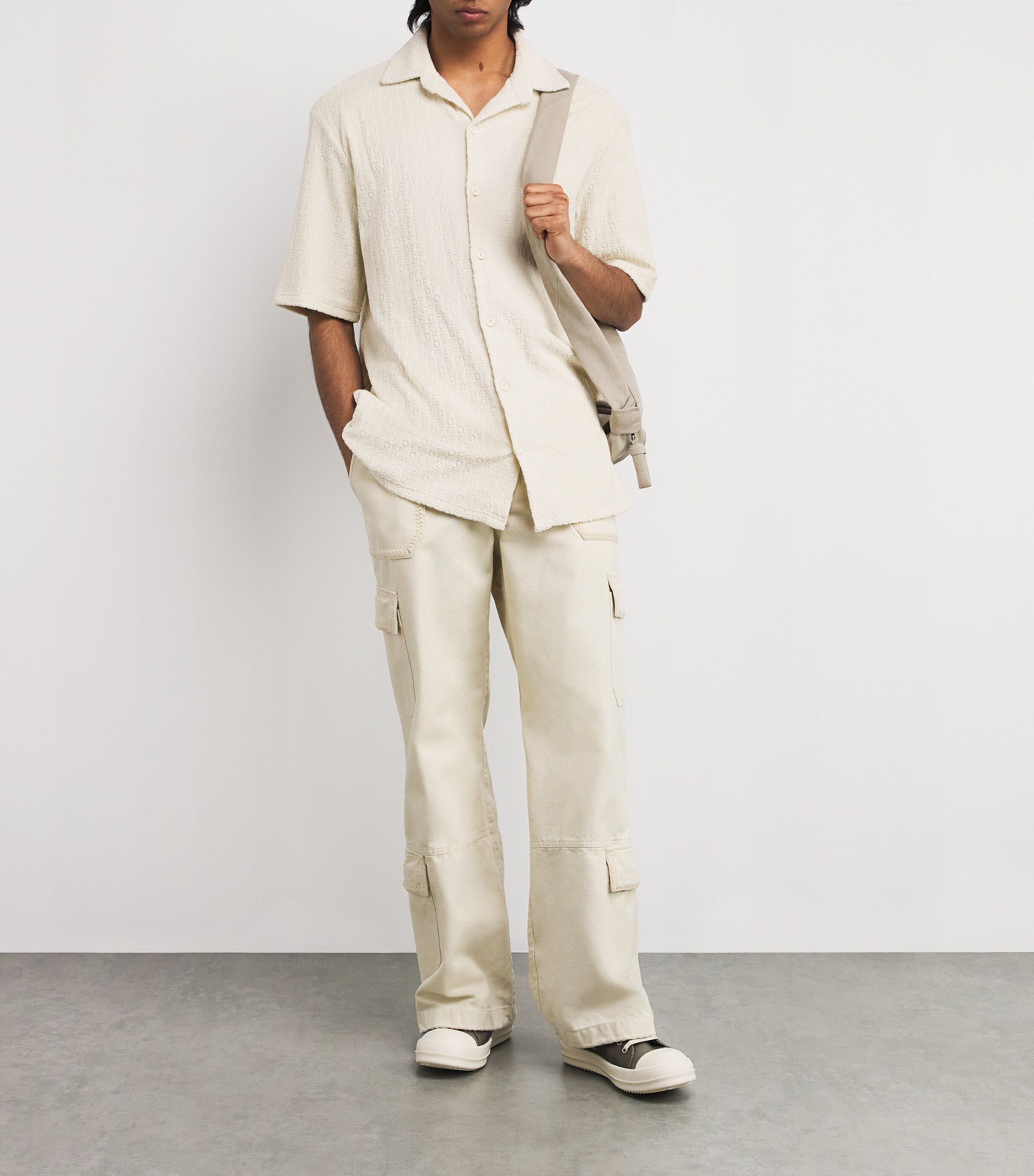 Terry Cotton Logo Bowling Shirt CREAM Image 2