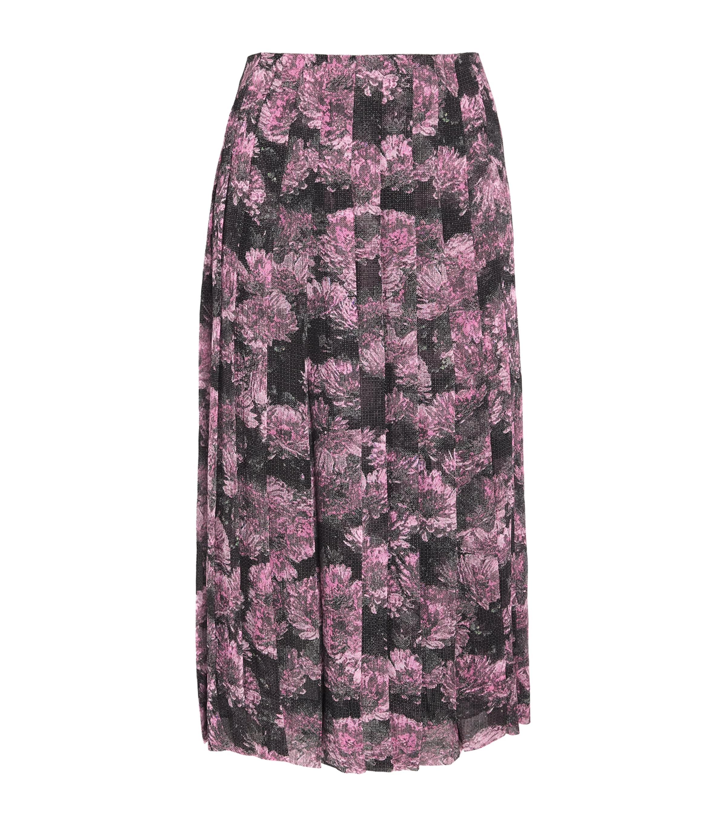 Tory Burch Pleated Floral Silk Skirt Midi-length