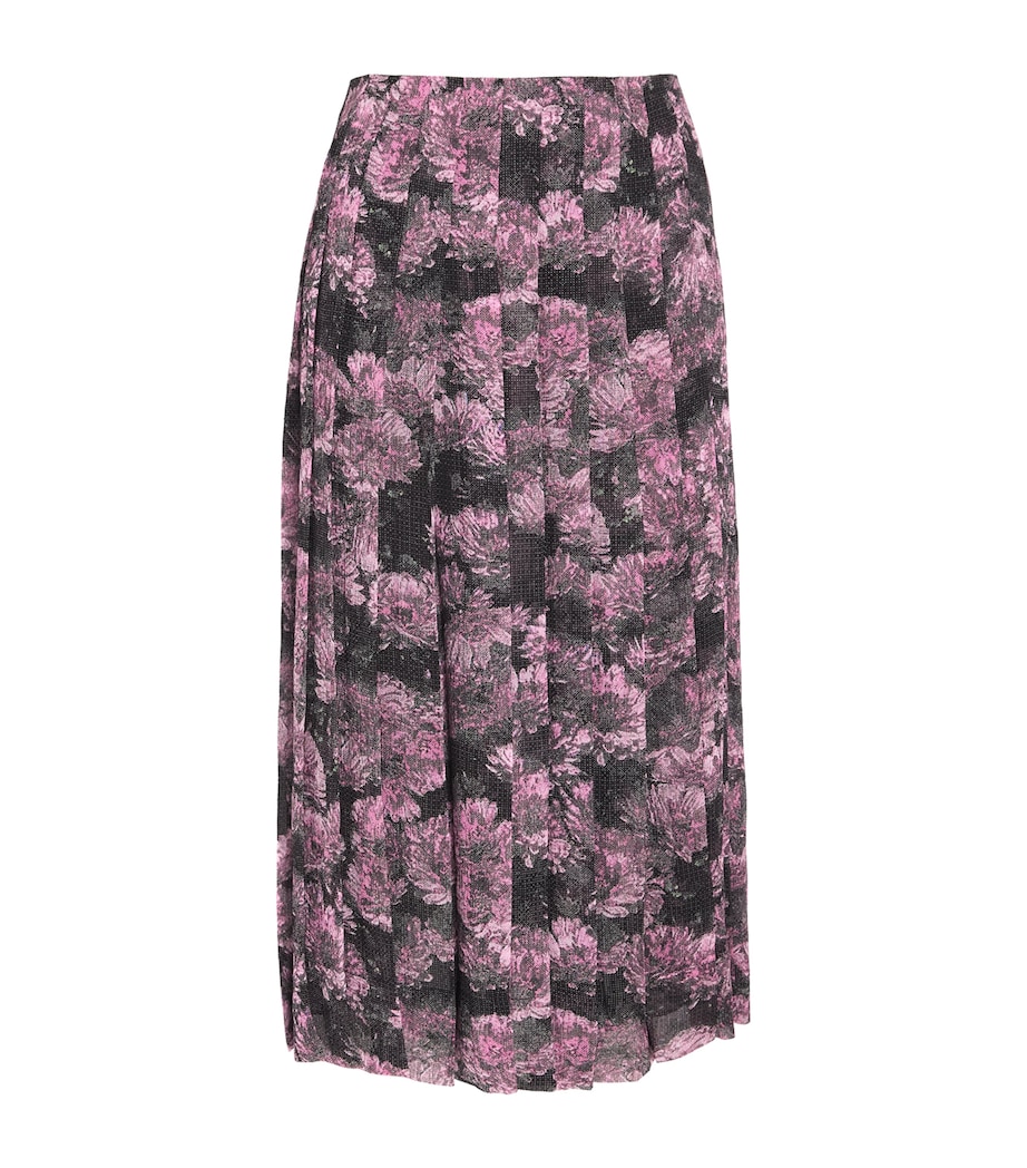 Silk Pleated Midi Skirt PINK PIXEL FLORAL Image 1