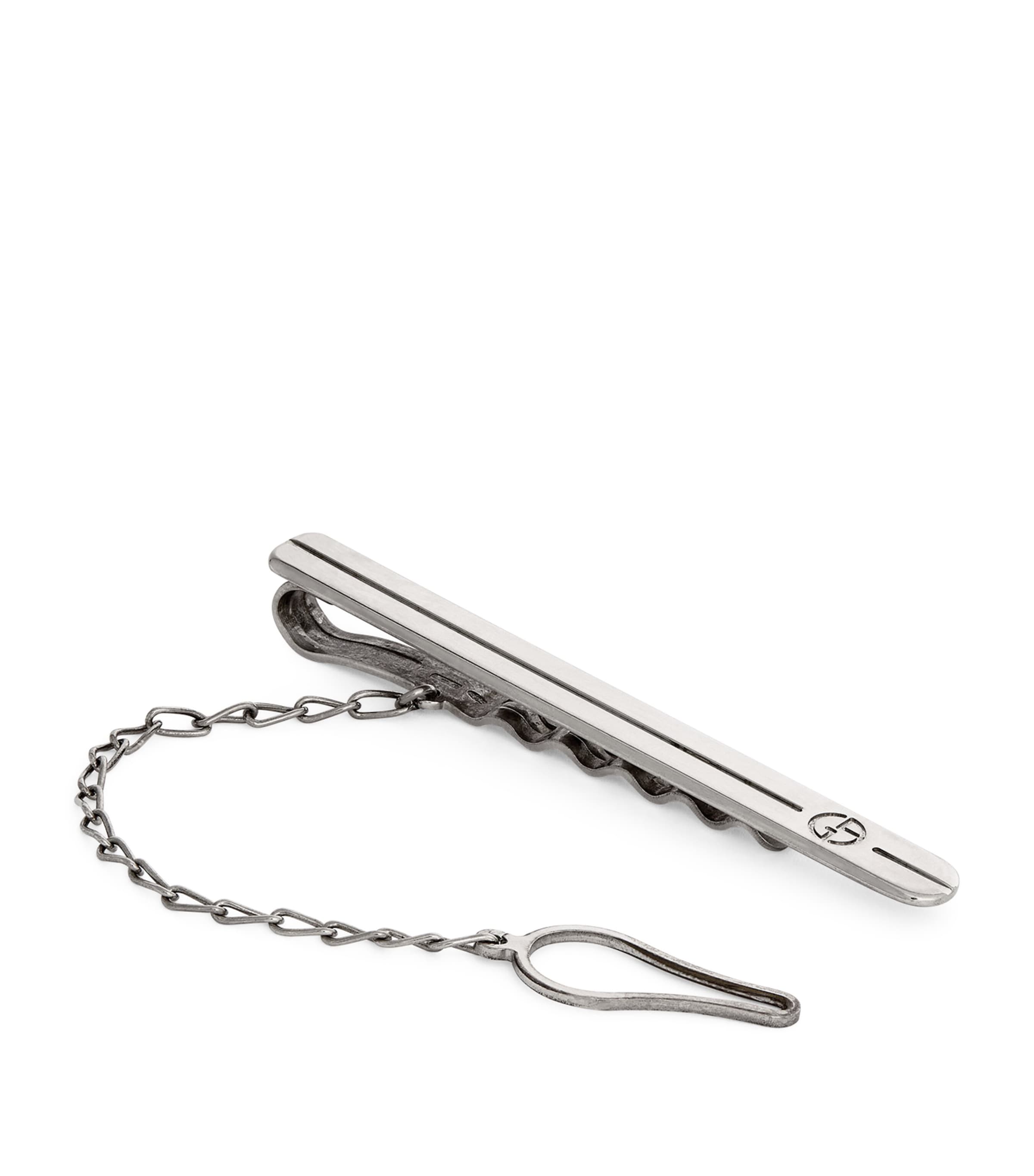 Giorgio Armani Sterling Silver Tie Clip In Grey