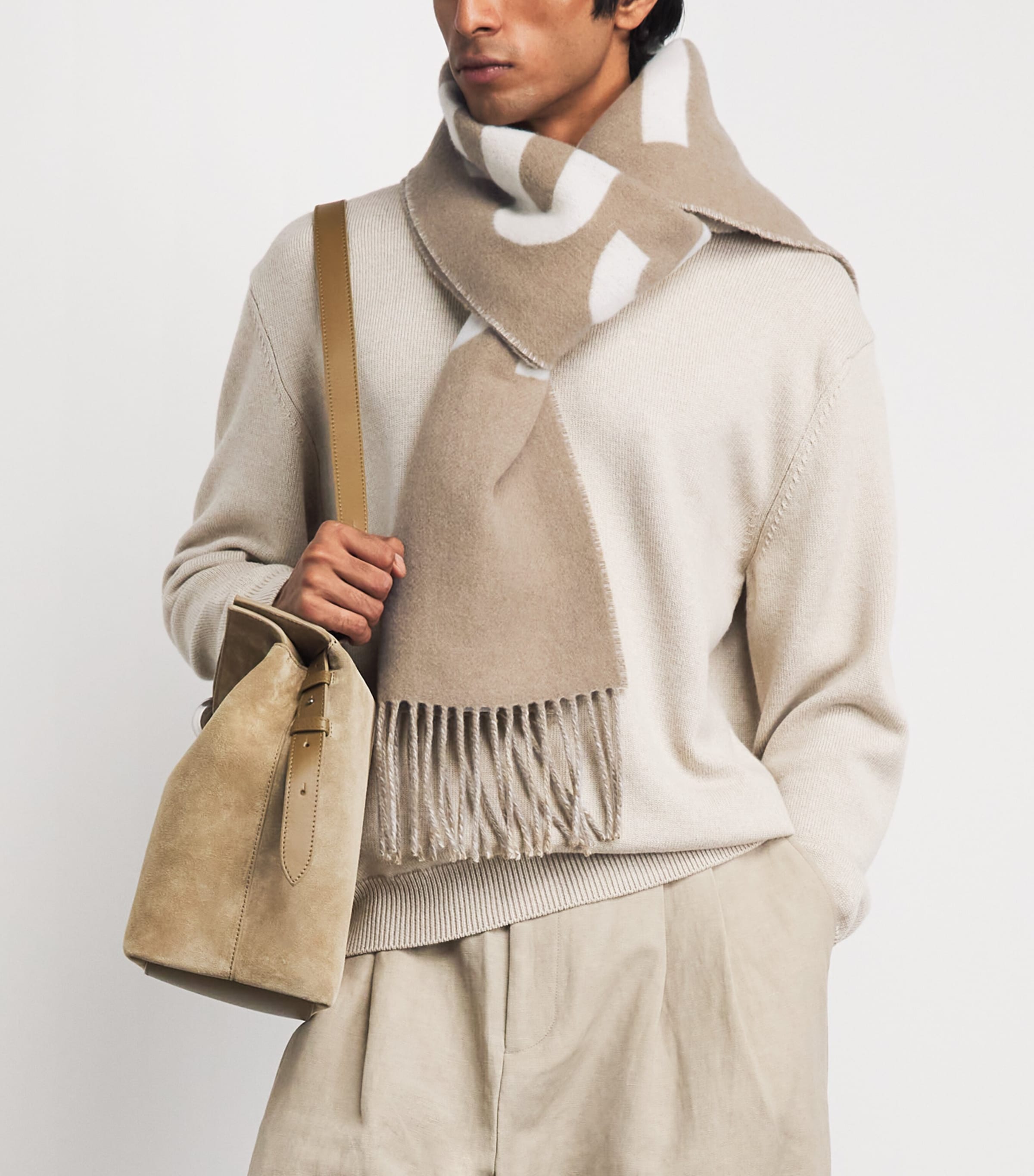 Jacquemus Virgin Wool Logo Scarf Taupe Image 2