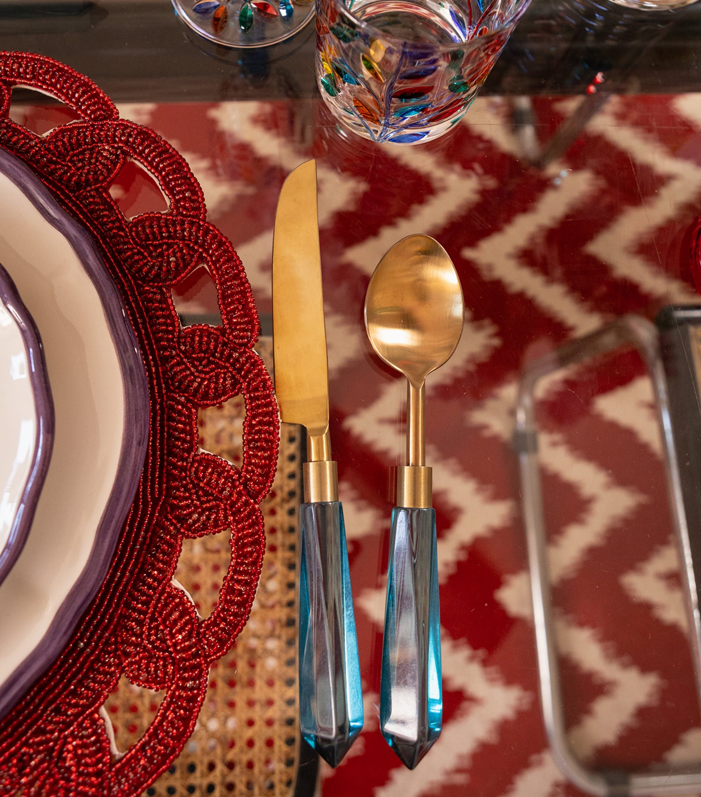 Beaded Placemat (40cm) RED Image 3