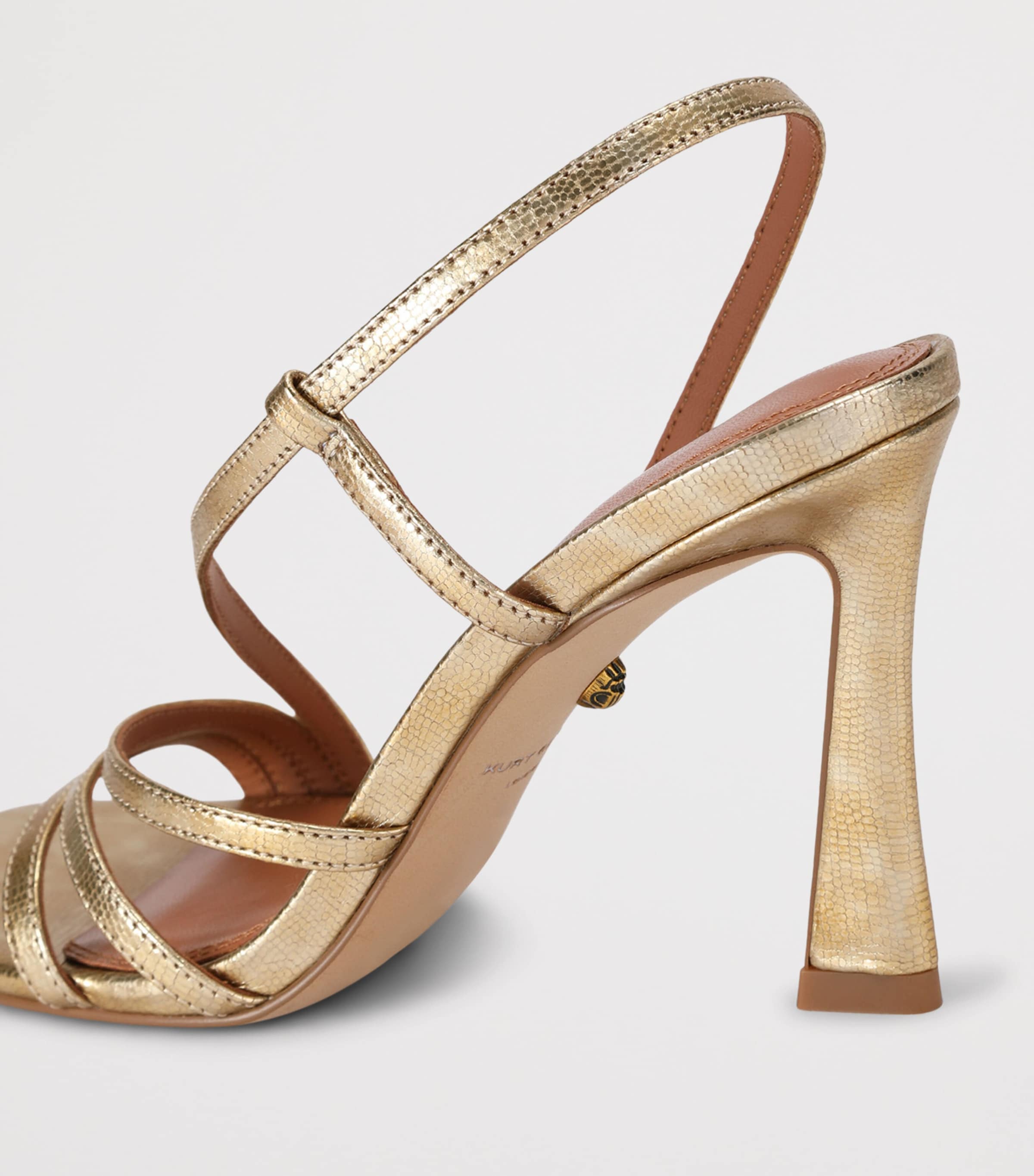 Kurt Geiger London Leather Embellished Annabel Heeled Sandals 90 Gold Image 3