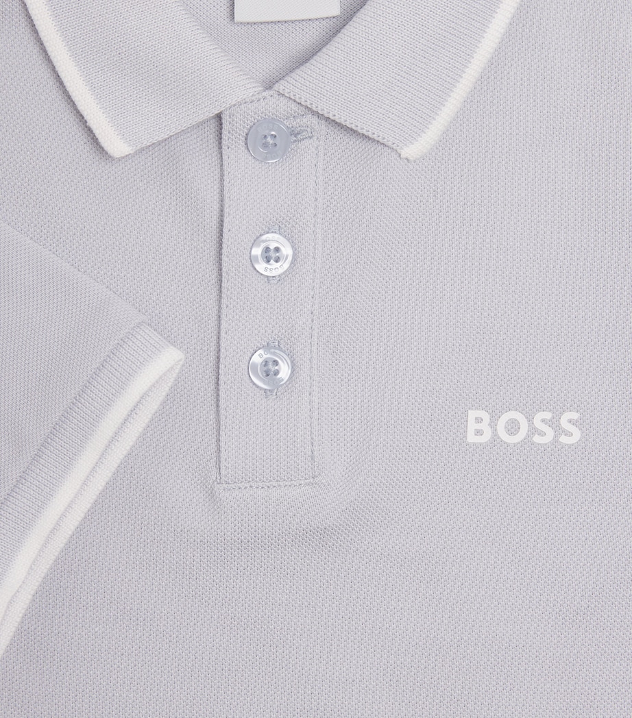 BOSS Kidswear Cotton Logo Polo Shirt (4-16 Years) Blue Image 3