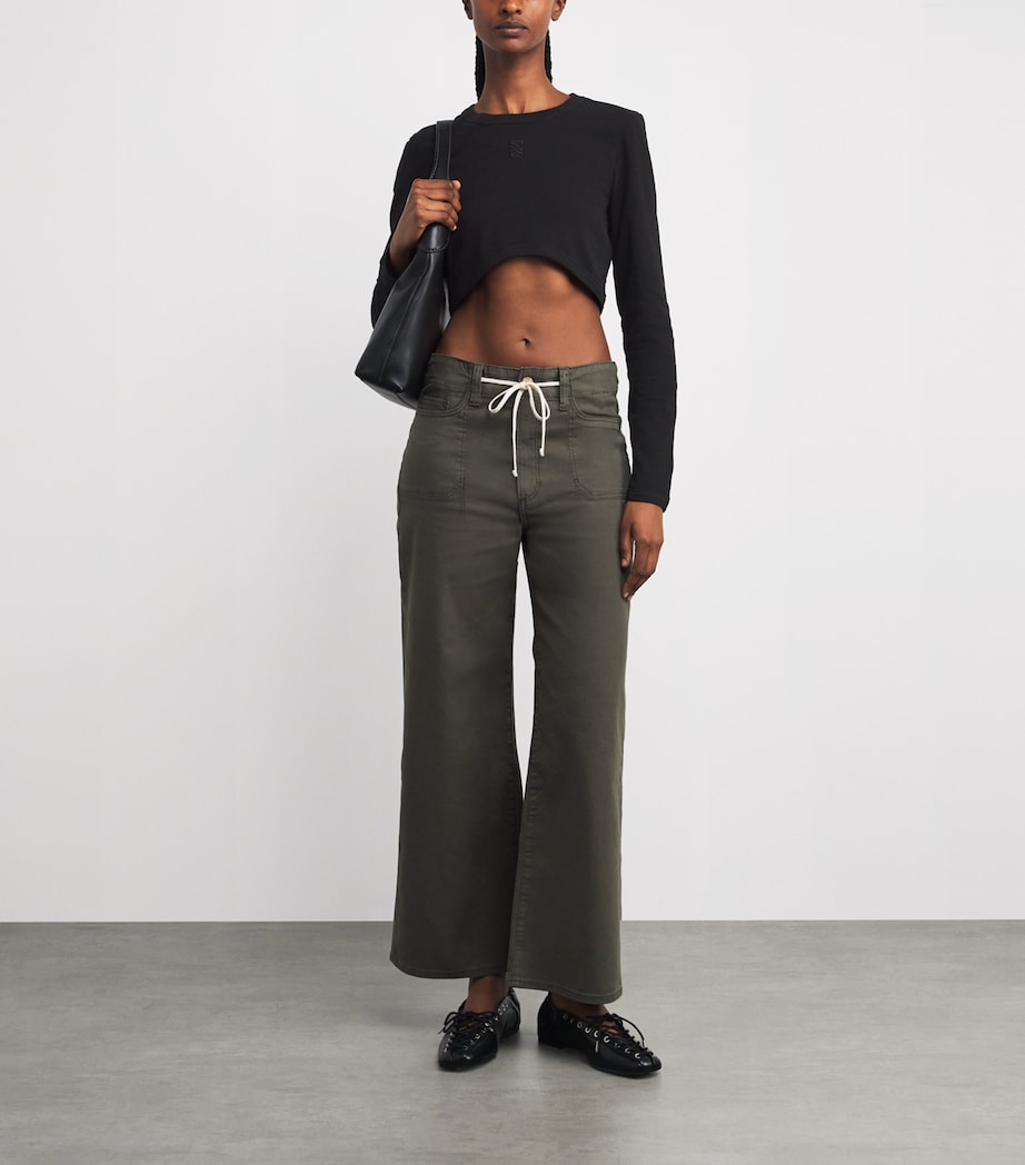 Stretch-Cotton Logo Crop Top BLACK Image 2