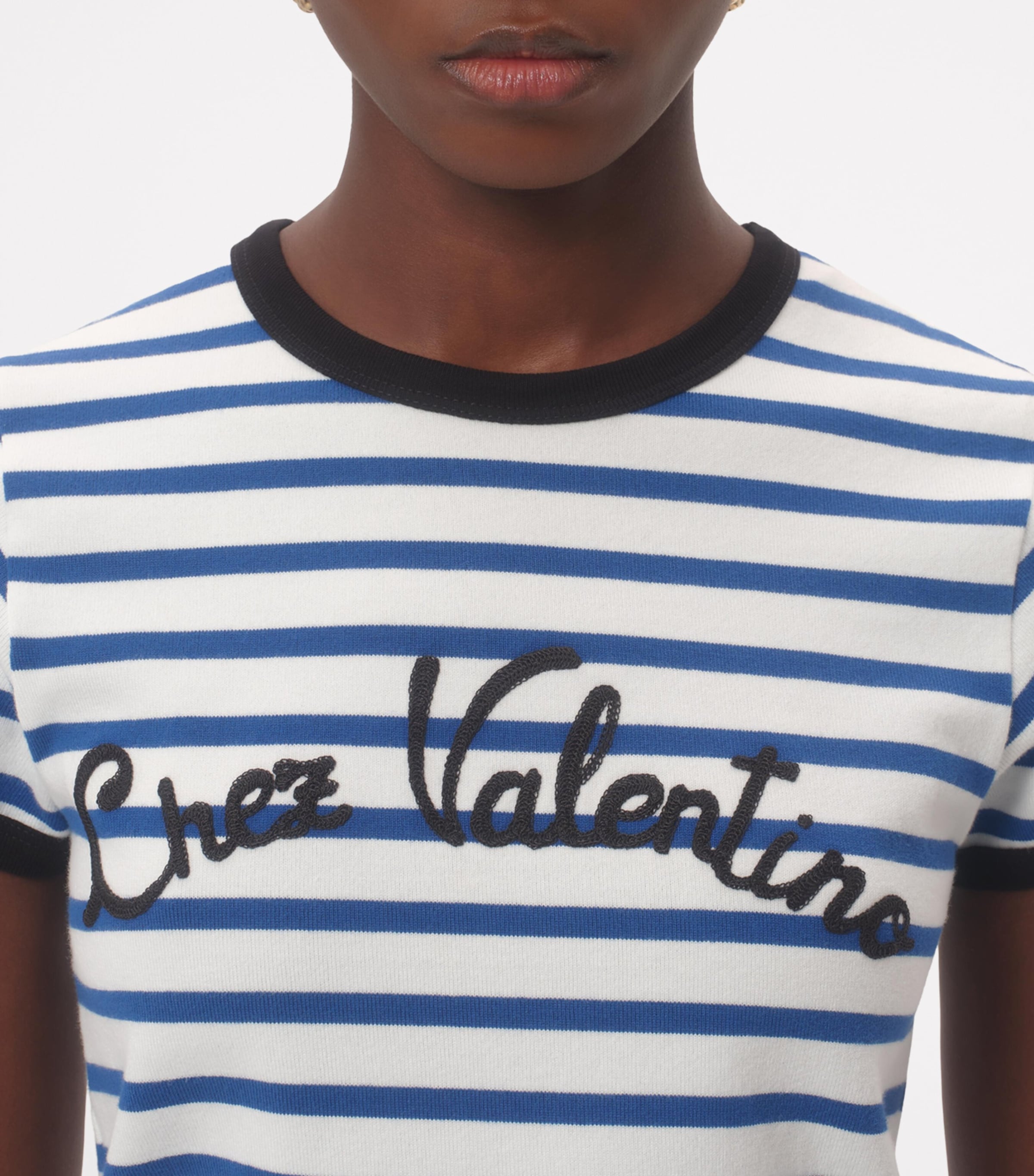 Tシャツ・カットソー STRIPED CHEZ VALENTINO T Valentino Cotton Stripe Chez Valentino T-Shirt | Harrods CA
