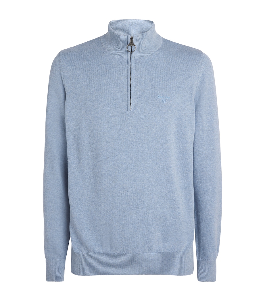 Cotton Half-Zip Sweater DARK CHAMBRAYBL14 Image 1