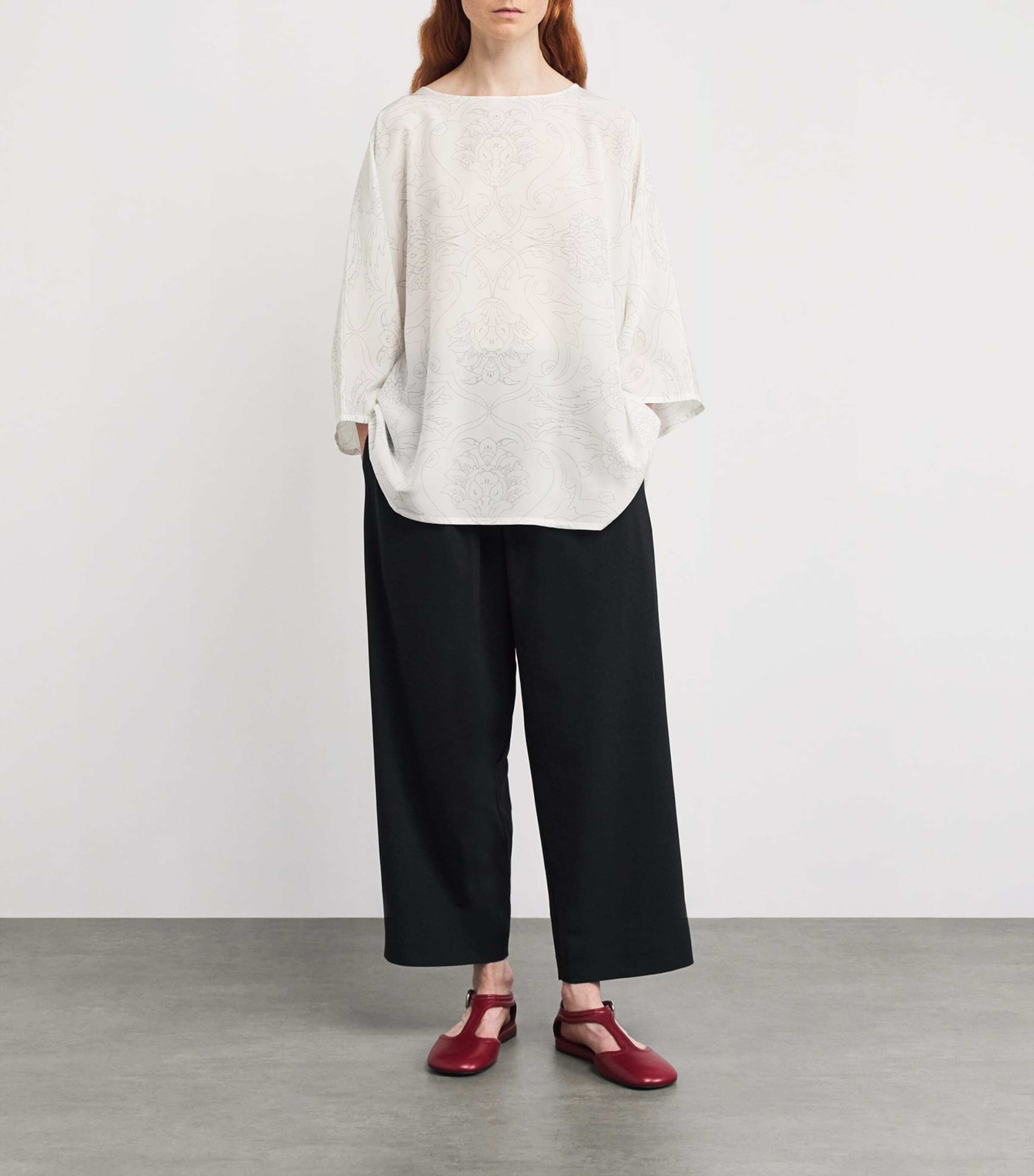 Silk Boat-Neck Top PENCIL Image 2