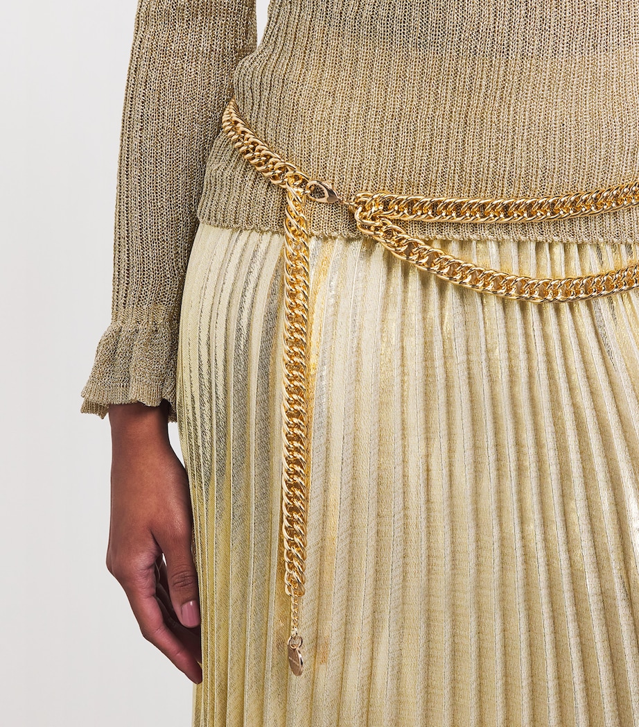 Lurex Ribbed Maxi Dress GOLD Image 4