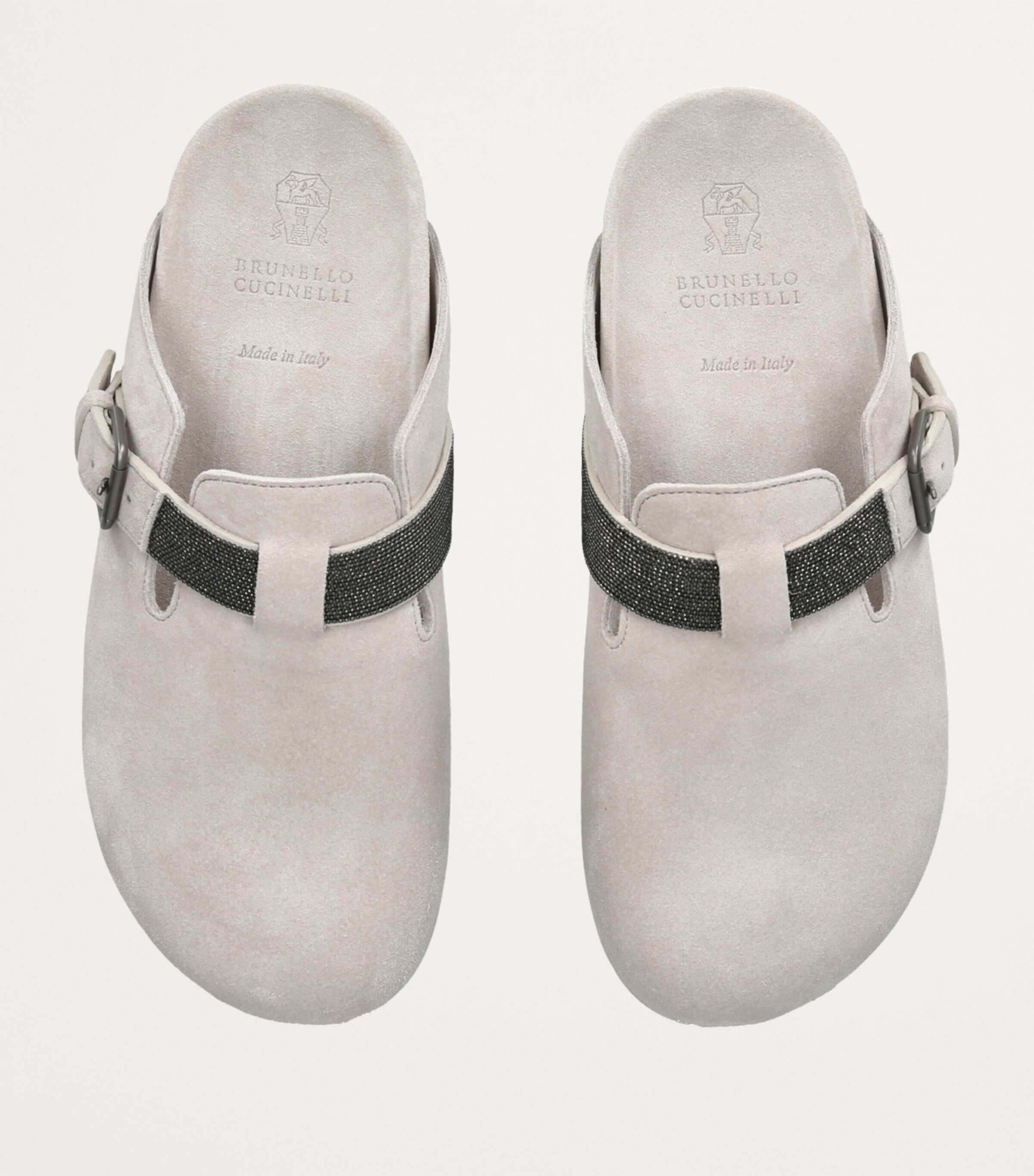 Brunello Cucinelli Suede Monili-Trim Clogs Grey/light Image 4