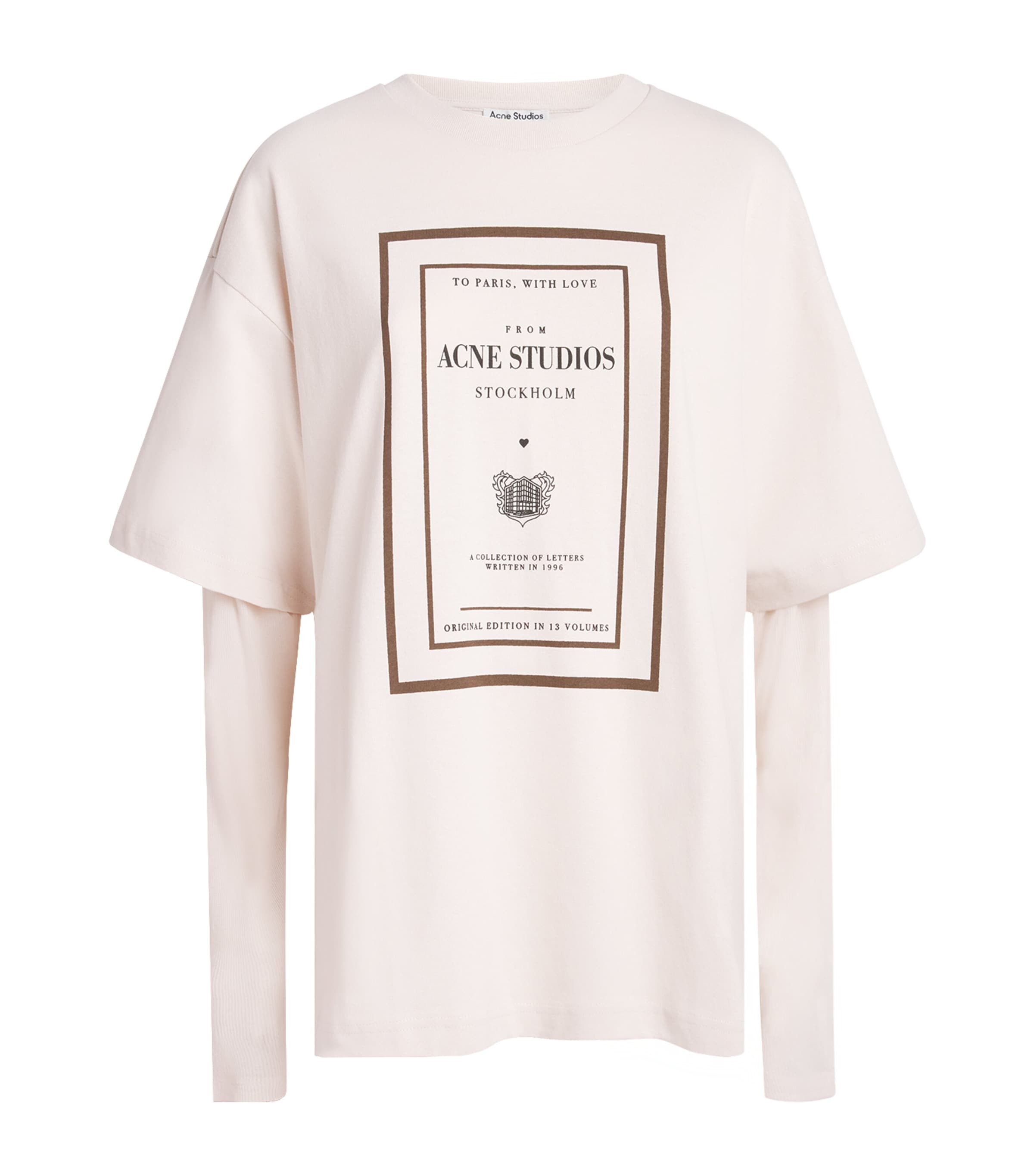 Acne Studios Womens Layered Graphic T-Shirt Warm Beige Image 1