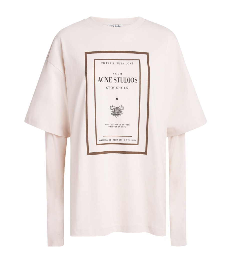 Acne Studios Womens Layered Graphic T-Shirt Warm Beige Image 1