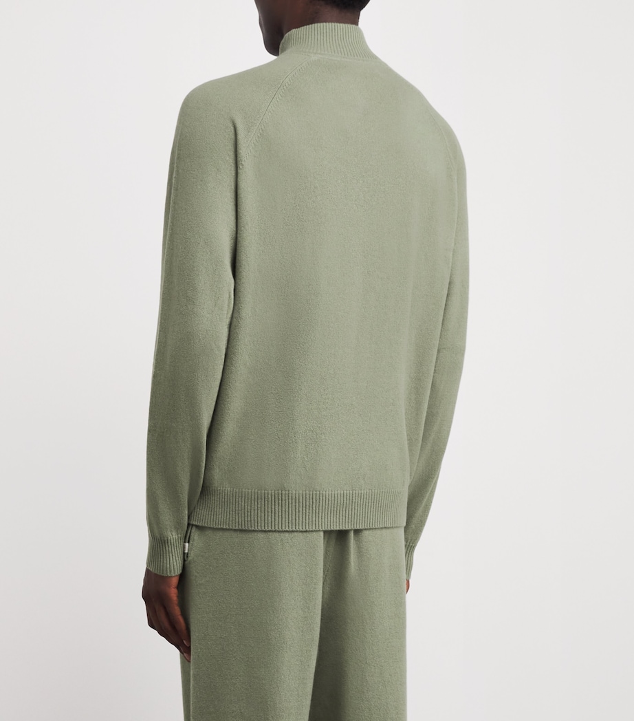 Cashmere Quarter-Zip Sweater GREEN Image 4