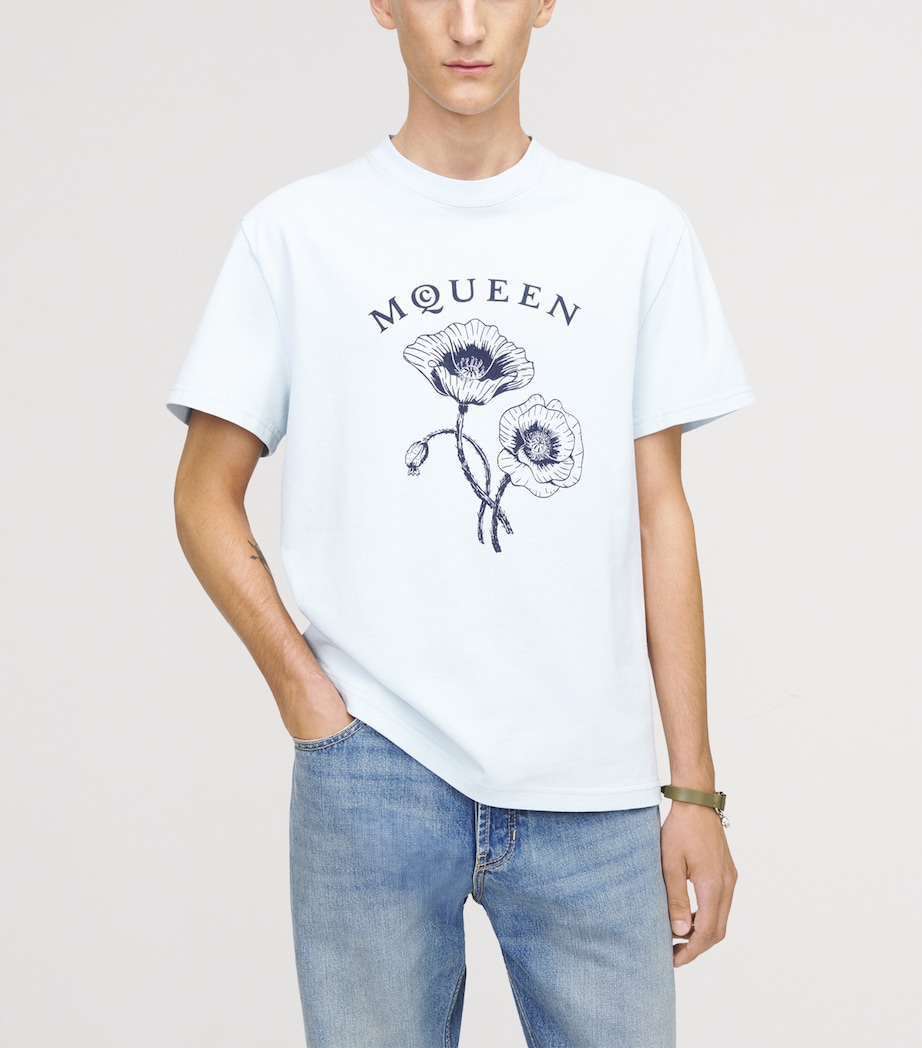 McQueen Mens Cotton Poppy Logo T-Shirt Image 4