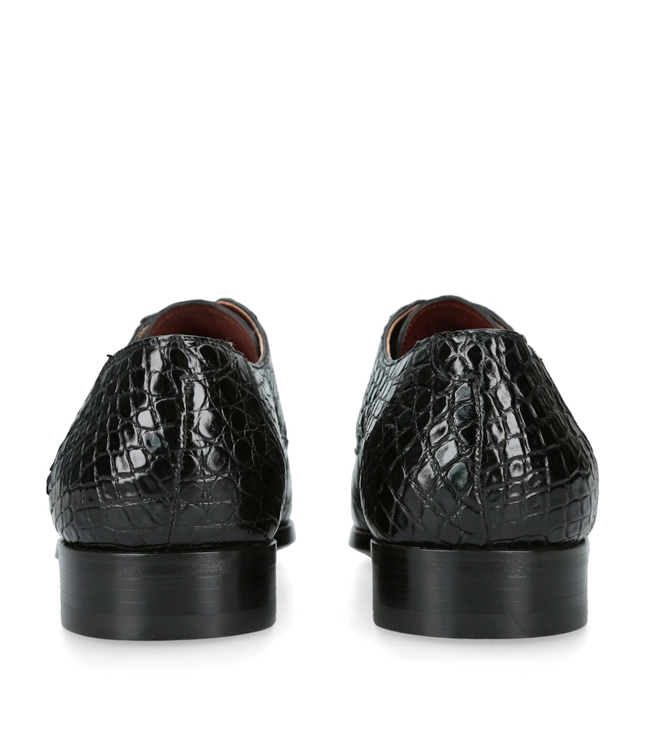 Magnanni Crocodile Leather Oxford Shoes Black Image 2