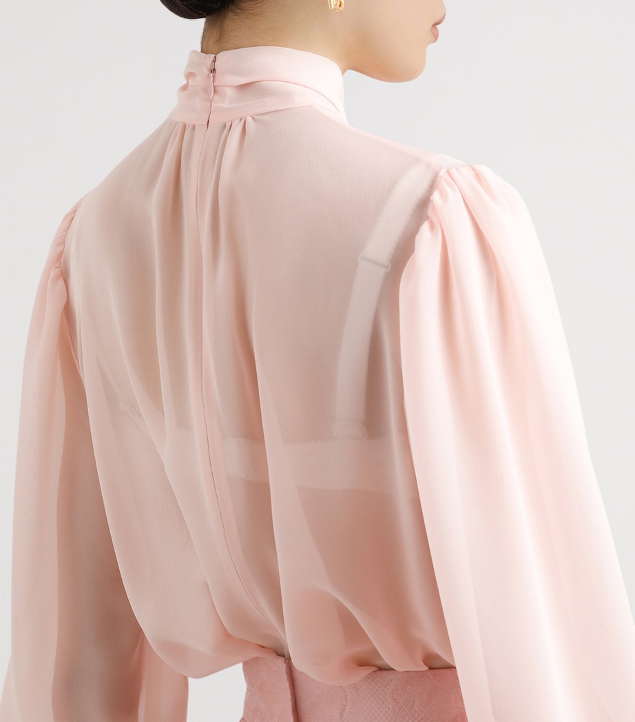 Silk Georgette Bow-Detail Blouse F3721-VERY LIGHT POW Image 5