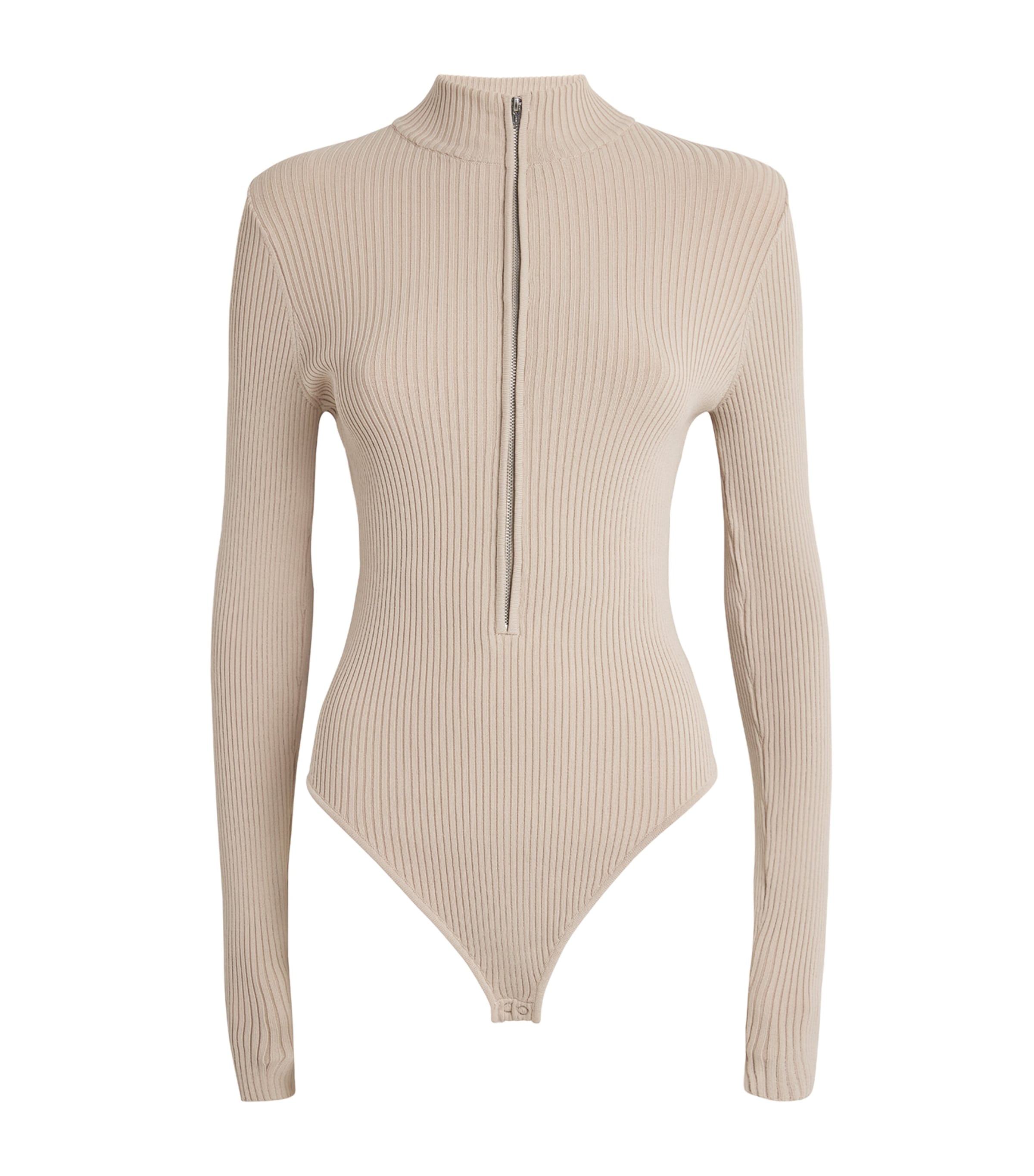 Good American Rib-knit Bodysuit In Neutral