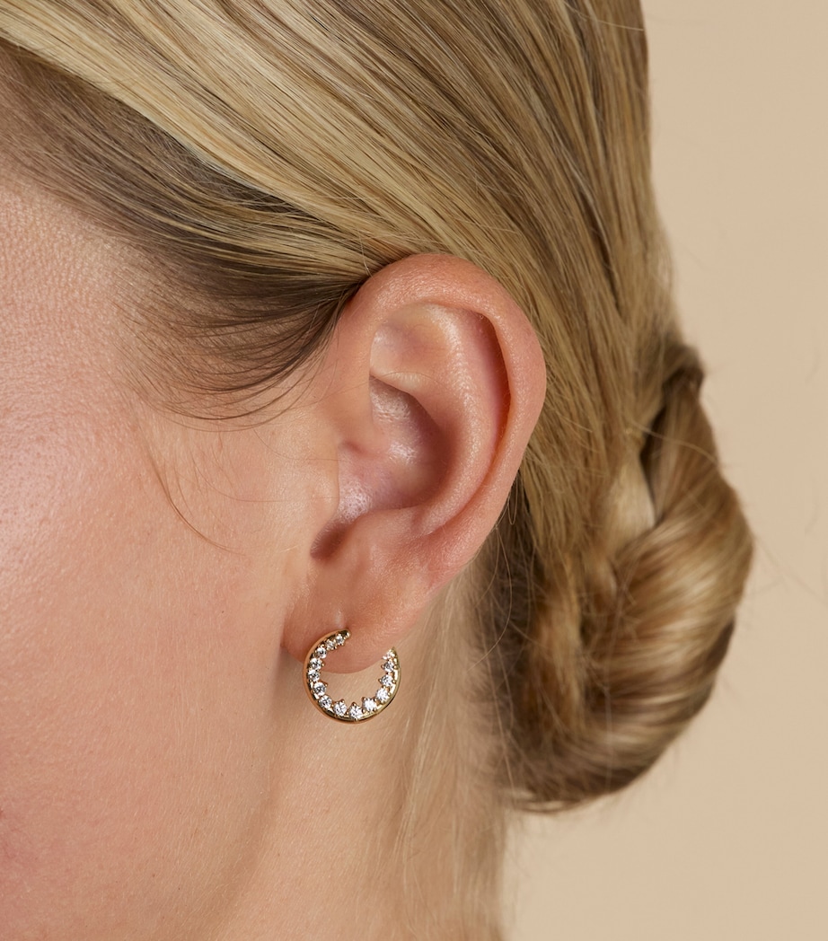 Yellow Gold-Plated Silver and Crystal Orbit Hoop Earrings GOLD Image 2