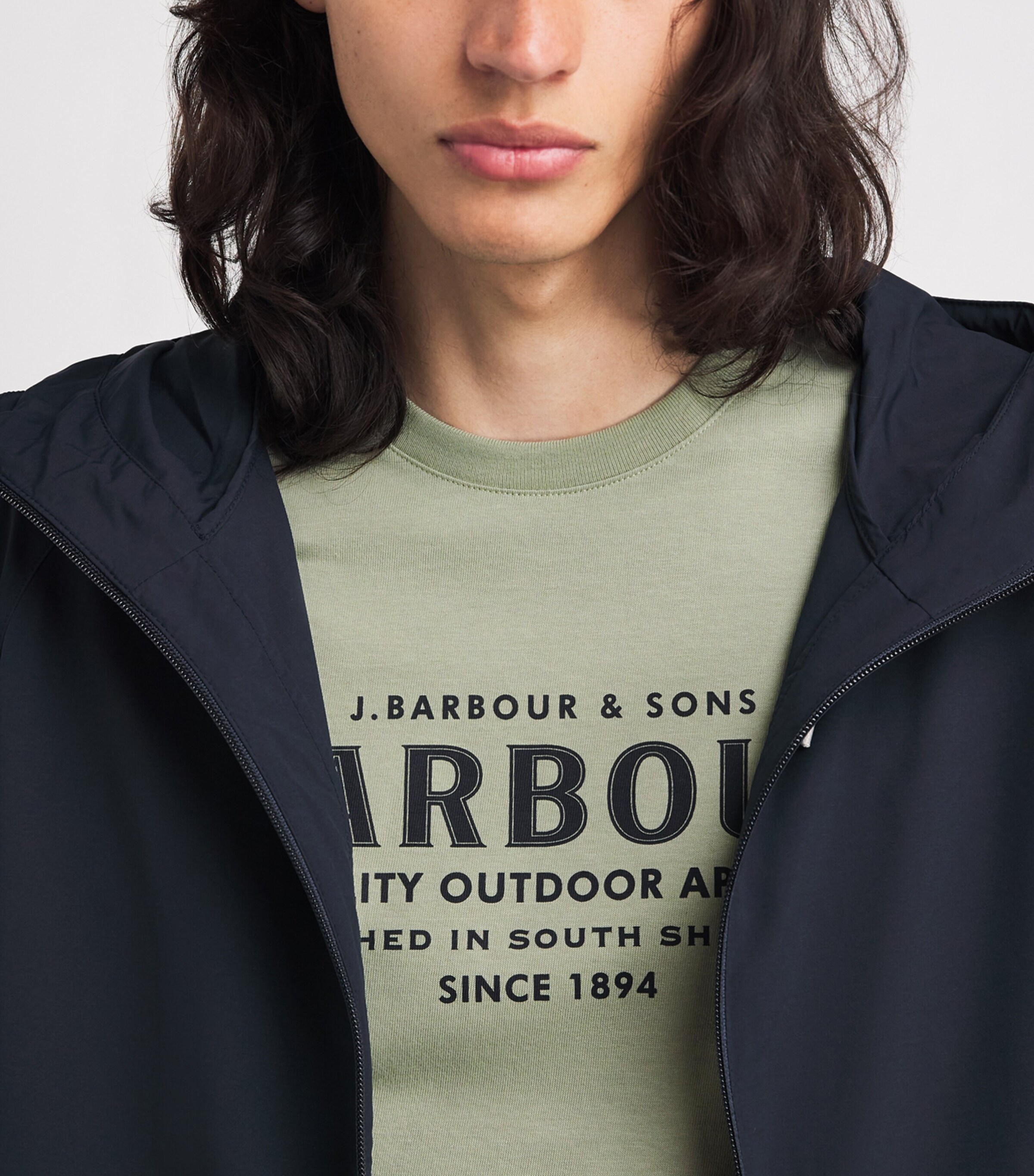 Barbour Mens Printed Moorside T-Shirt Mineral Green Image 3