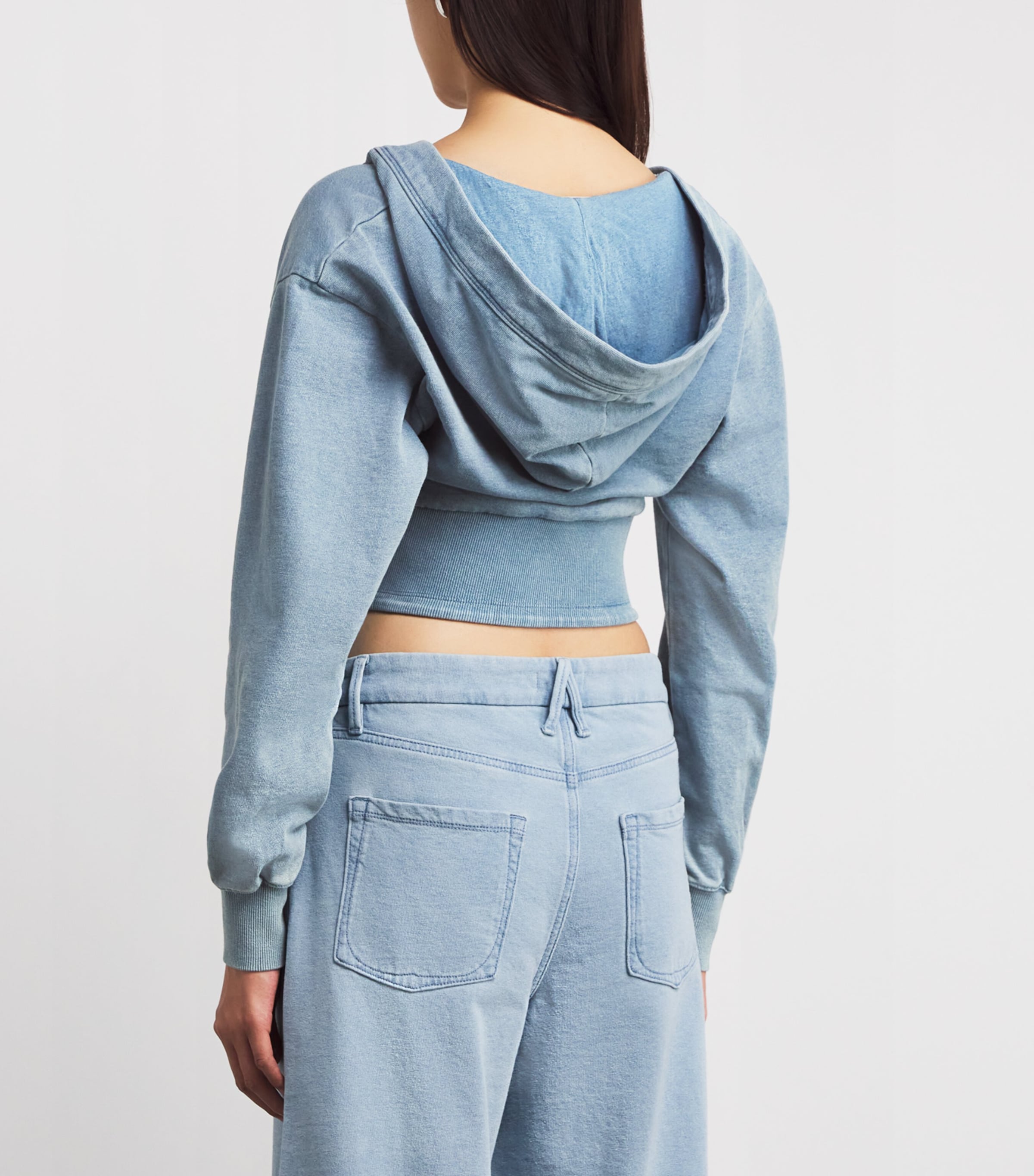 Cotton Jeanius Zip-Up Cropped Hoodie INDIGO1157 Image 4