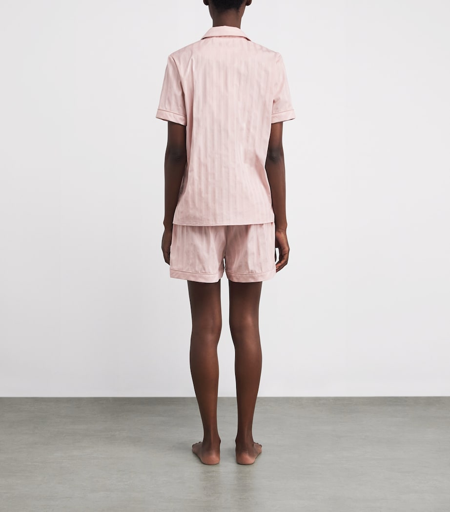 Harrods Womens Cotton Stripe Short Pyjama Set Pink Image 3