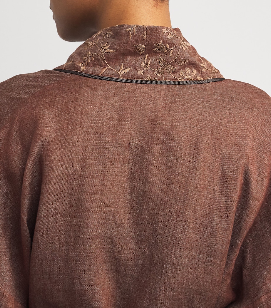 x Harrods Linen Embroidered Kimono VICUNA Image 4