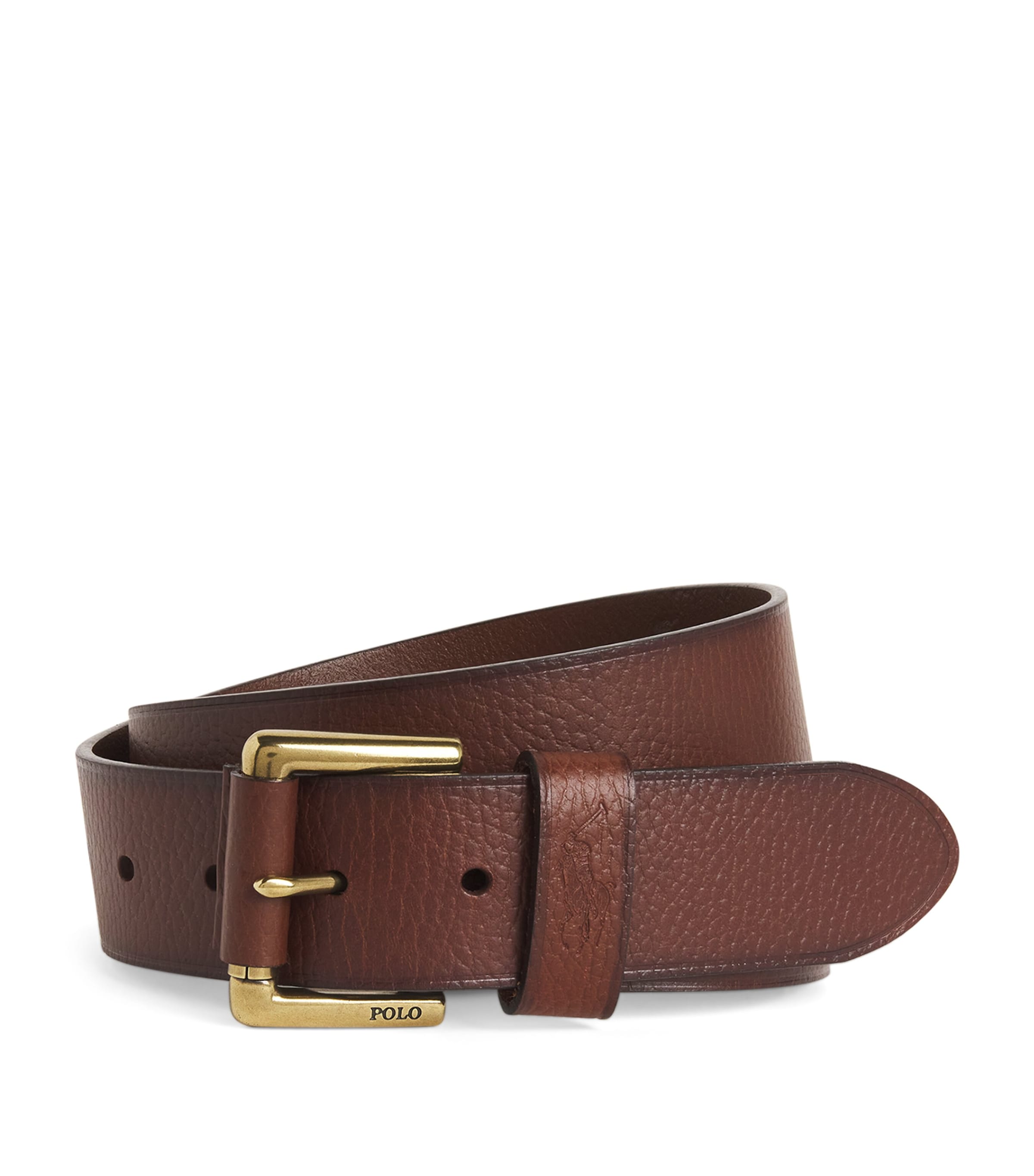 Polo Ralph Lauren Leather Embossed Belt In Brown