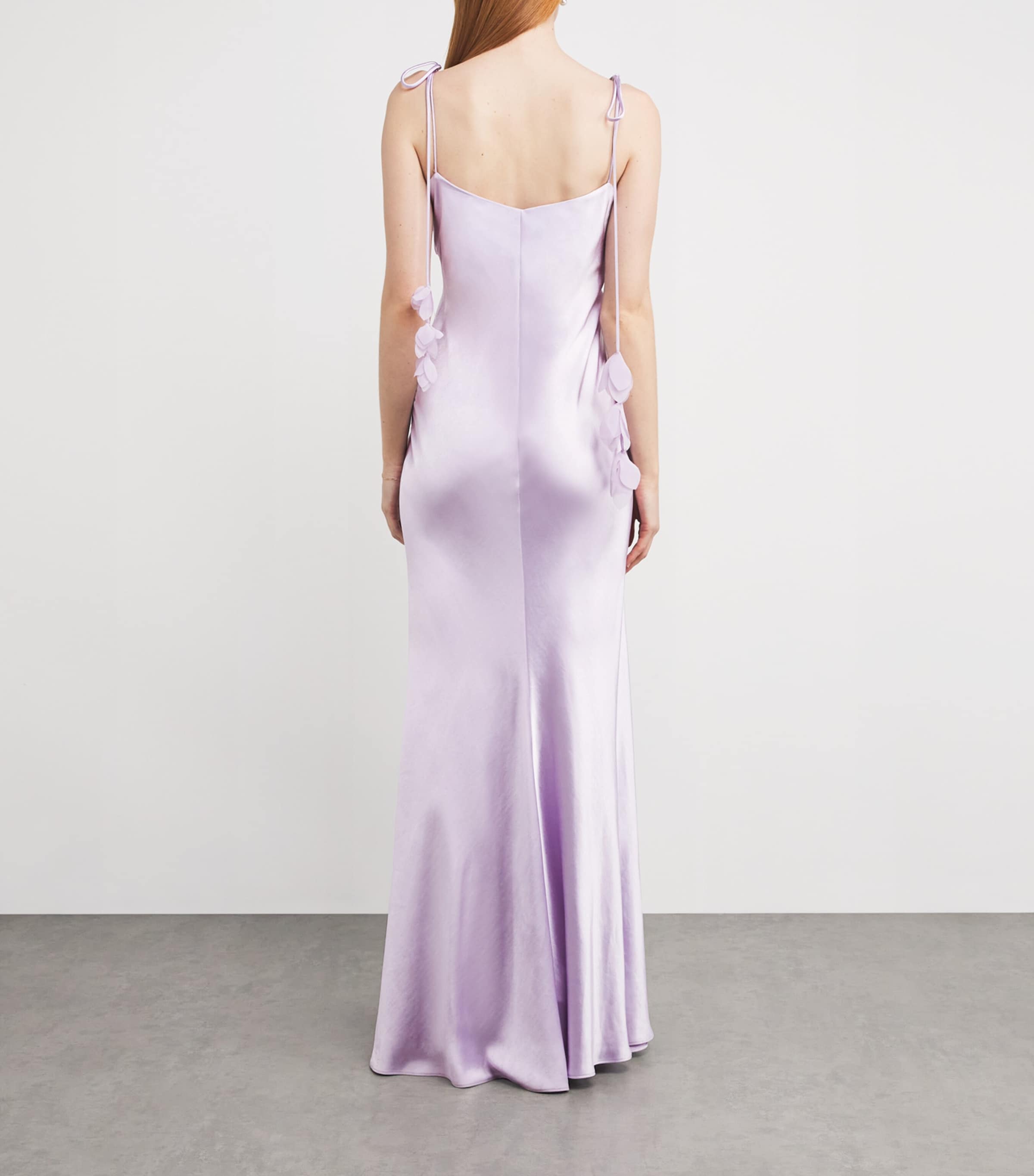 Satin Floral Maxi Dress LILAC Image 3