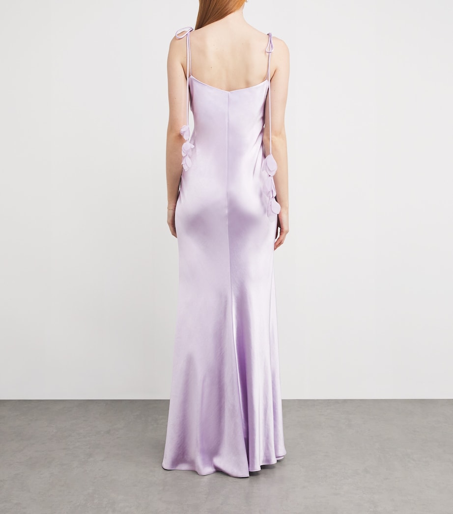 Satin Floral Maxi Dress LILAC Image 3