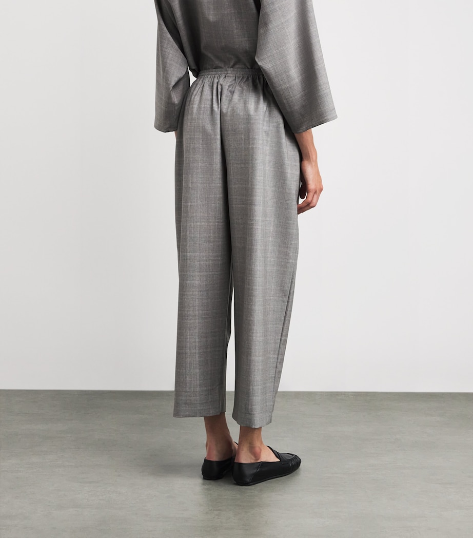 Virgin Wool Check Japanese Trousers GREY Image 4