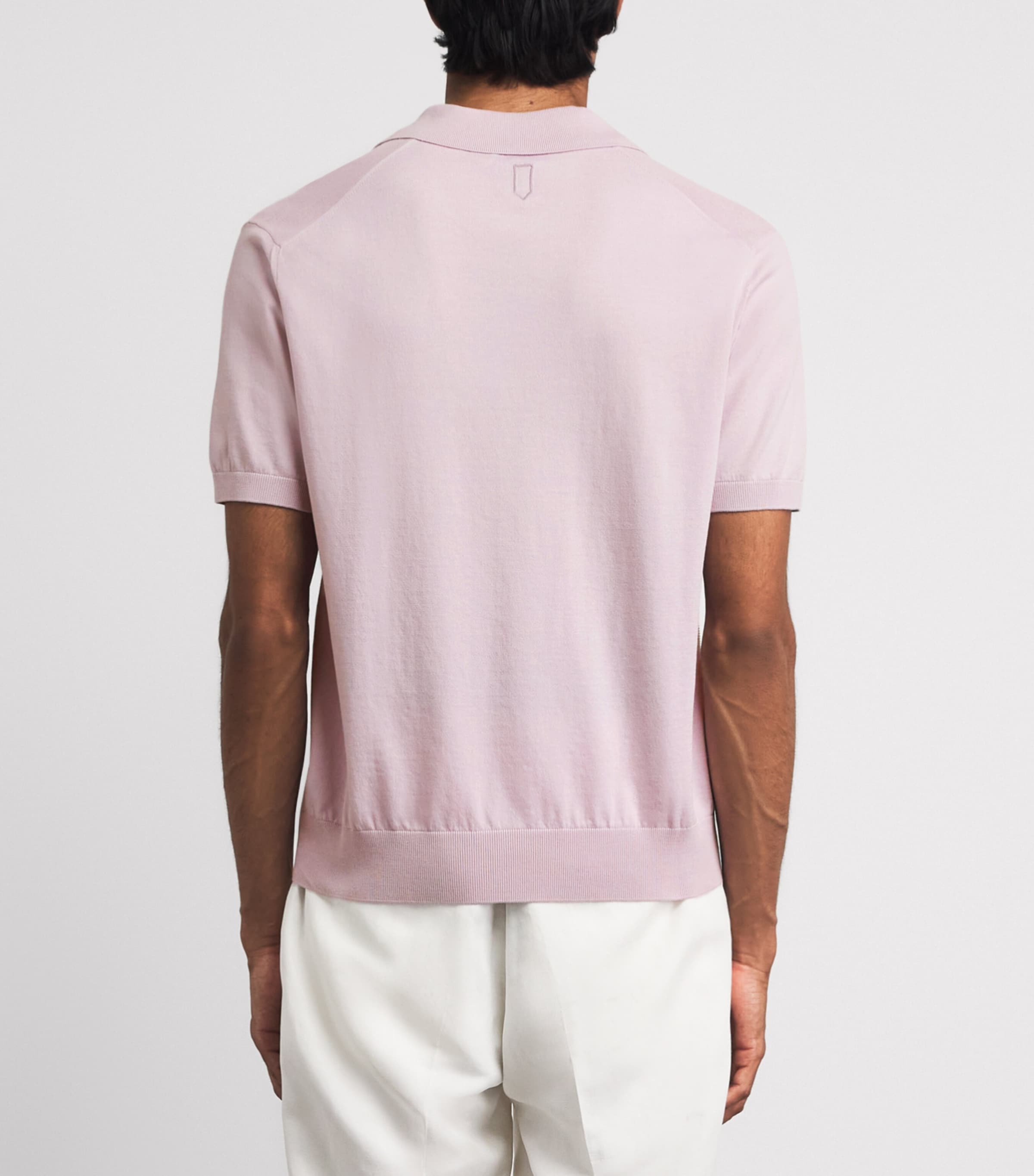 Canali Mens Cotton-Silk Open Collar Polo Shirt Image 5
