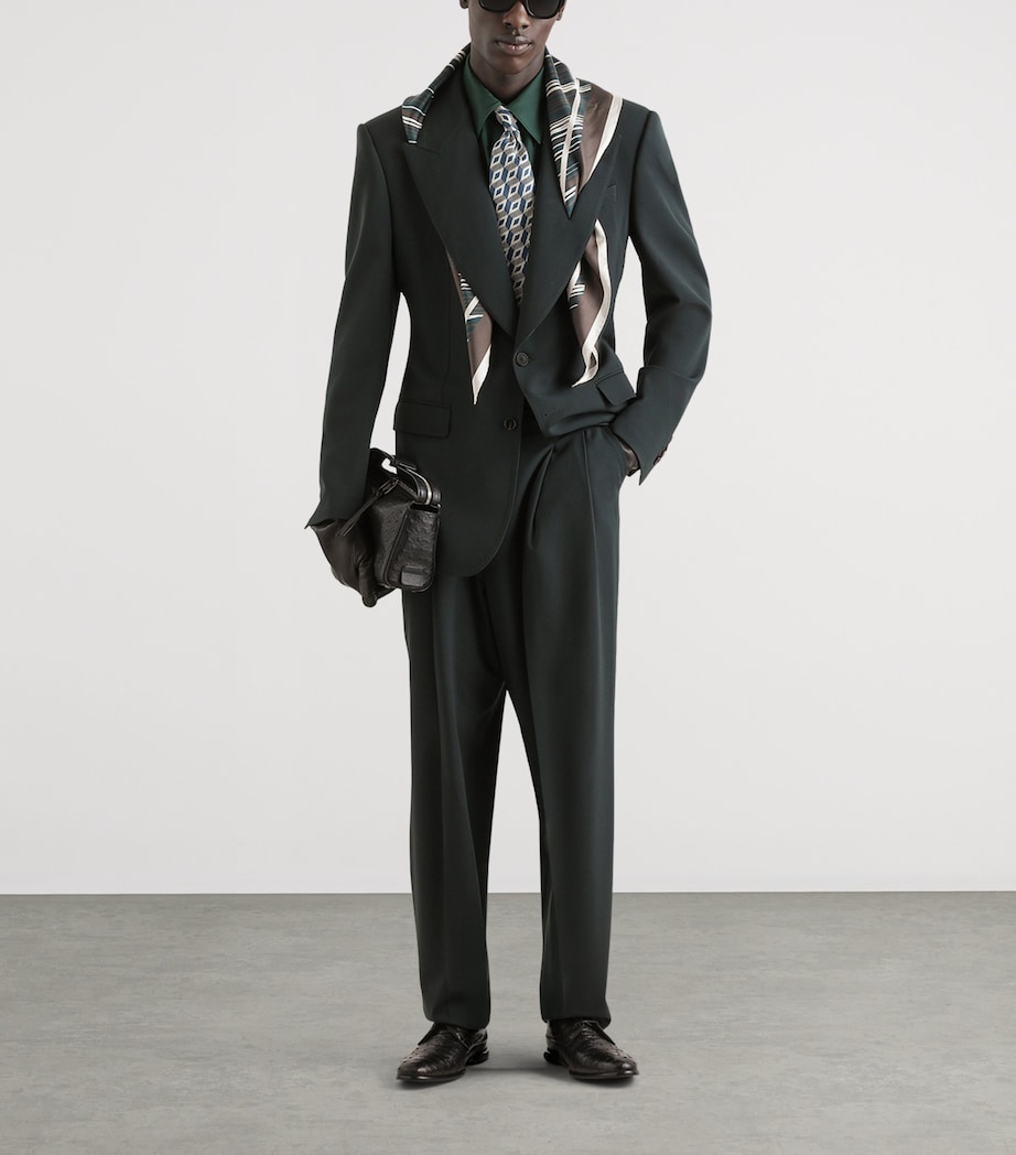 Dolce&Gabbana Mens Virgin Wool Straight Trousers Dark Green G Image 2