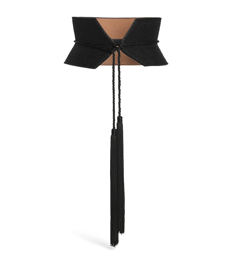 Alaïa Calfskin-Cord Tassel Bustier Noir Image 1