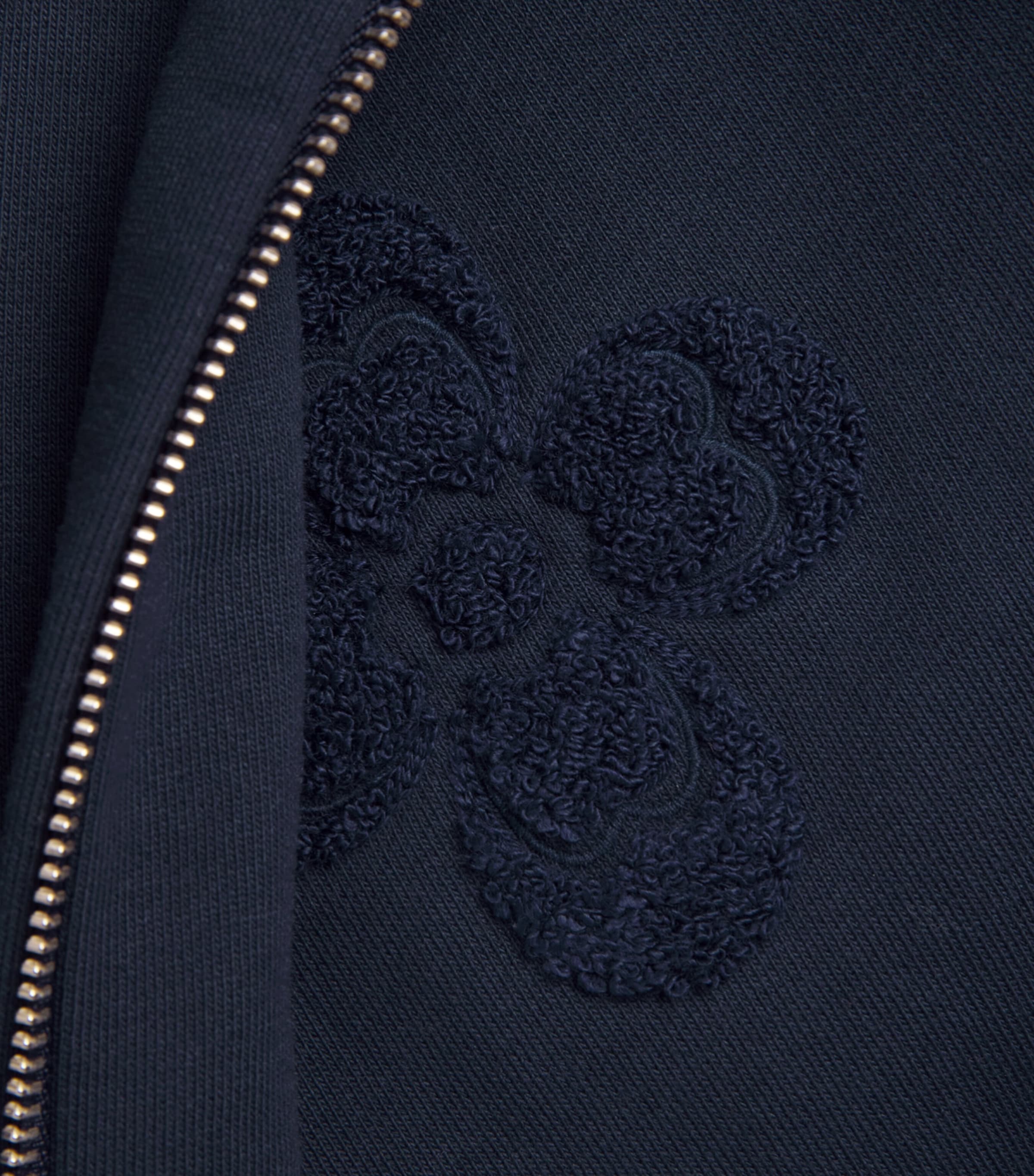 COMMAS Mens Cotton Floral Bouclé Hoodie Midnight Navy Image 6
