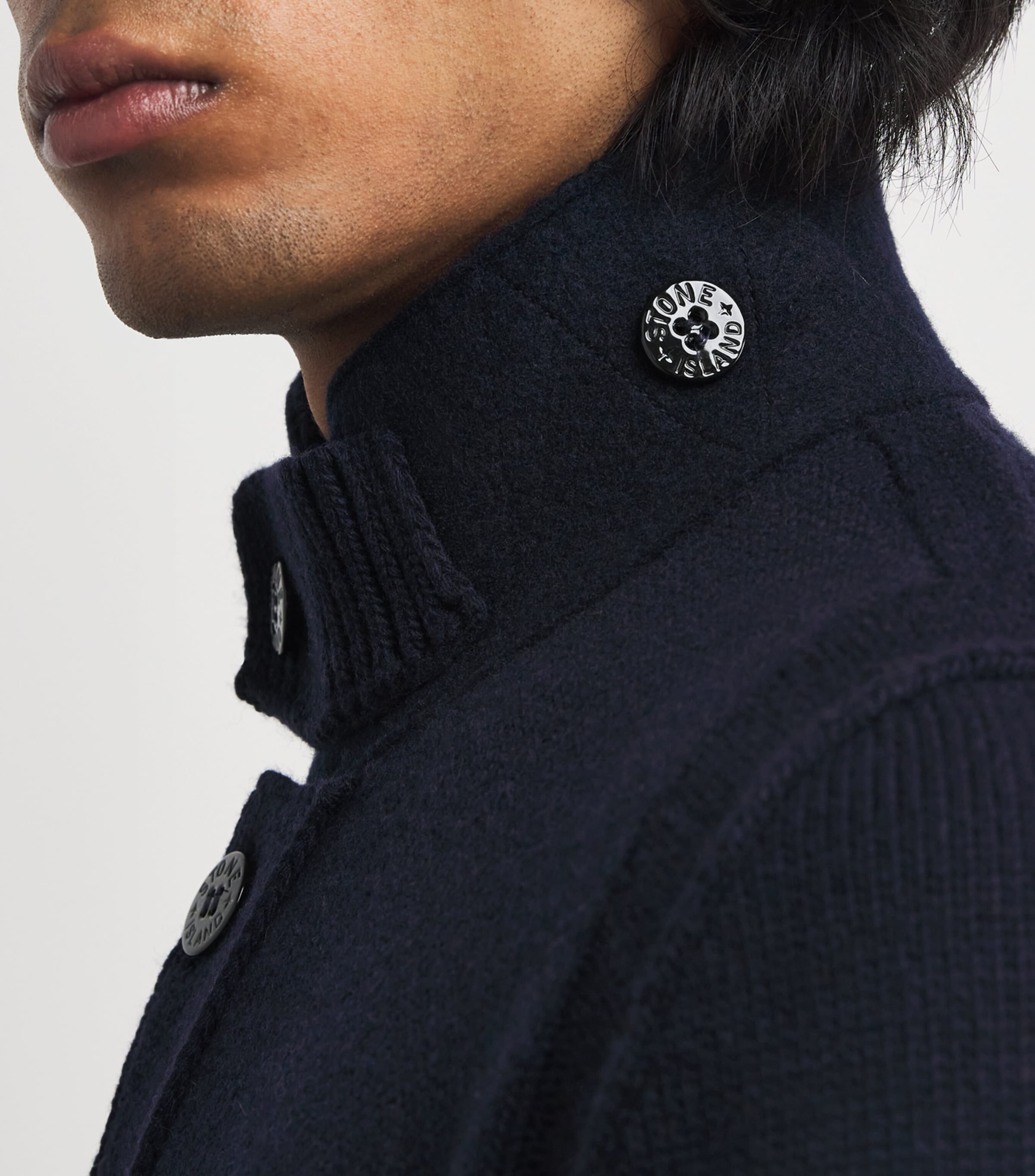 Stone Island Navy Wool-Blend Zip-Up Cardigan | Harrods US