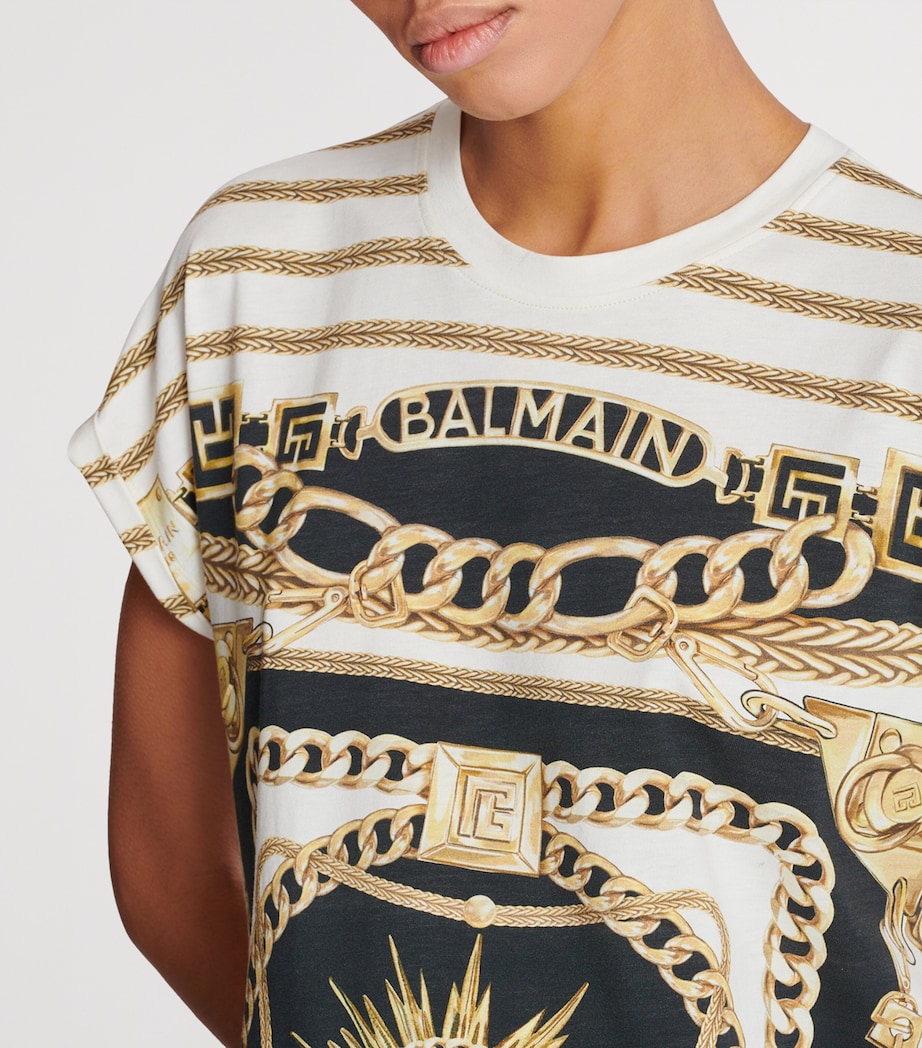 Lyocell-Cotton Foulard T-Shirt GIU BLANC/NOIR/OR Image 7