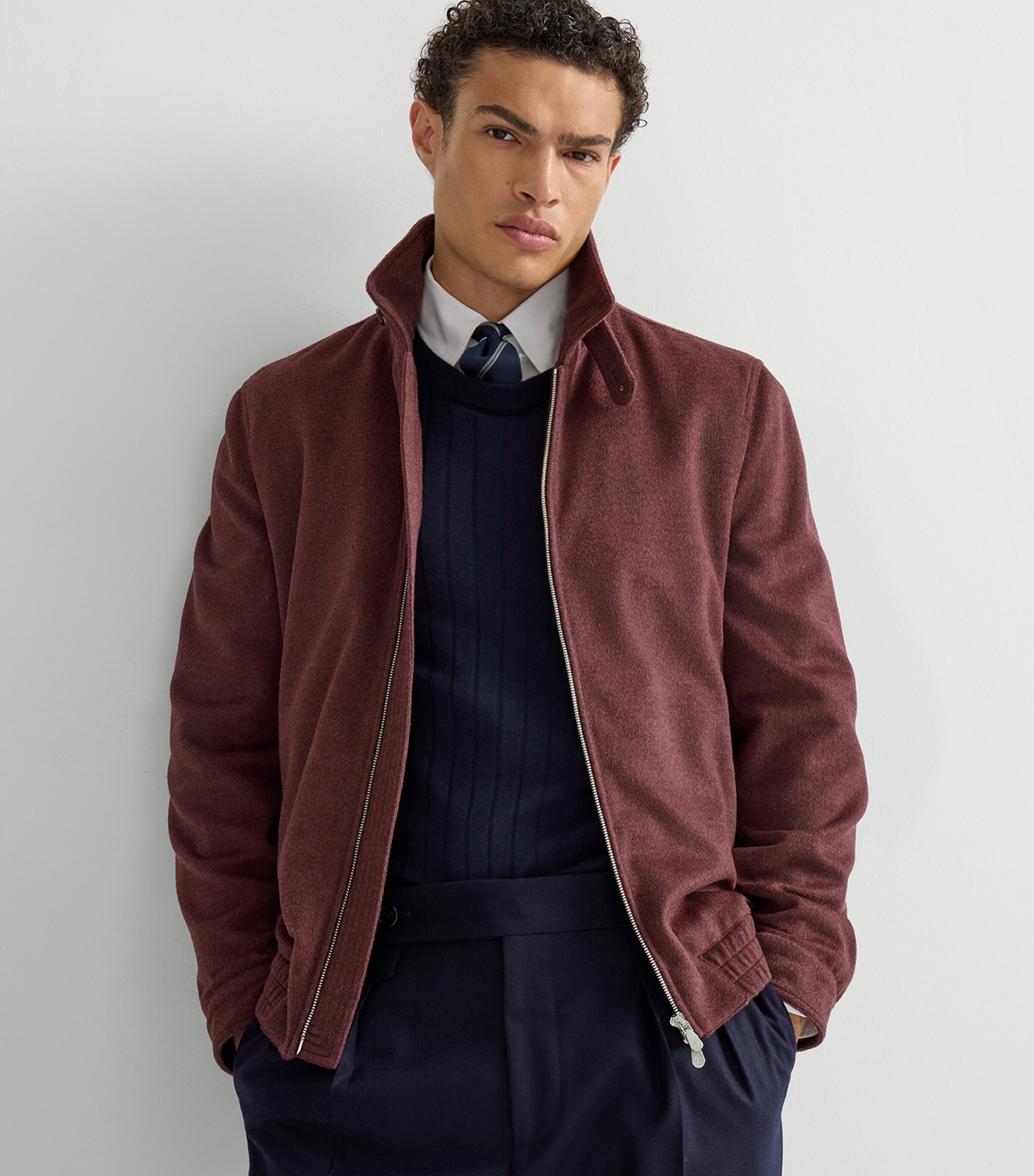 Brunello Cucinelli Mens Virgin Wool Bomber Jacket Image 4