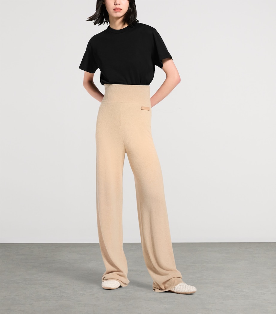 LOUIS VUITTON Womens Cashmere-Blend Wide-Leg Sweatpants Straw Yellow Image 2