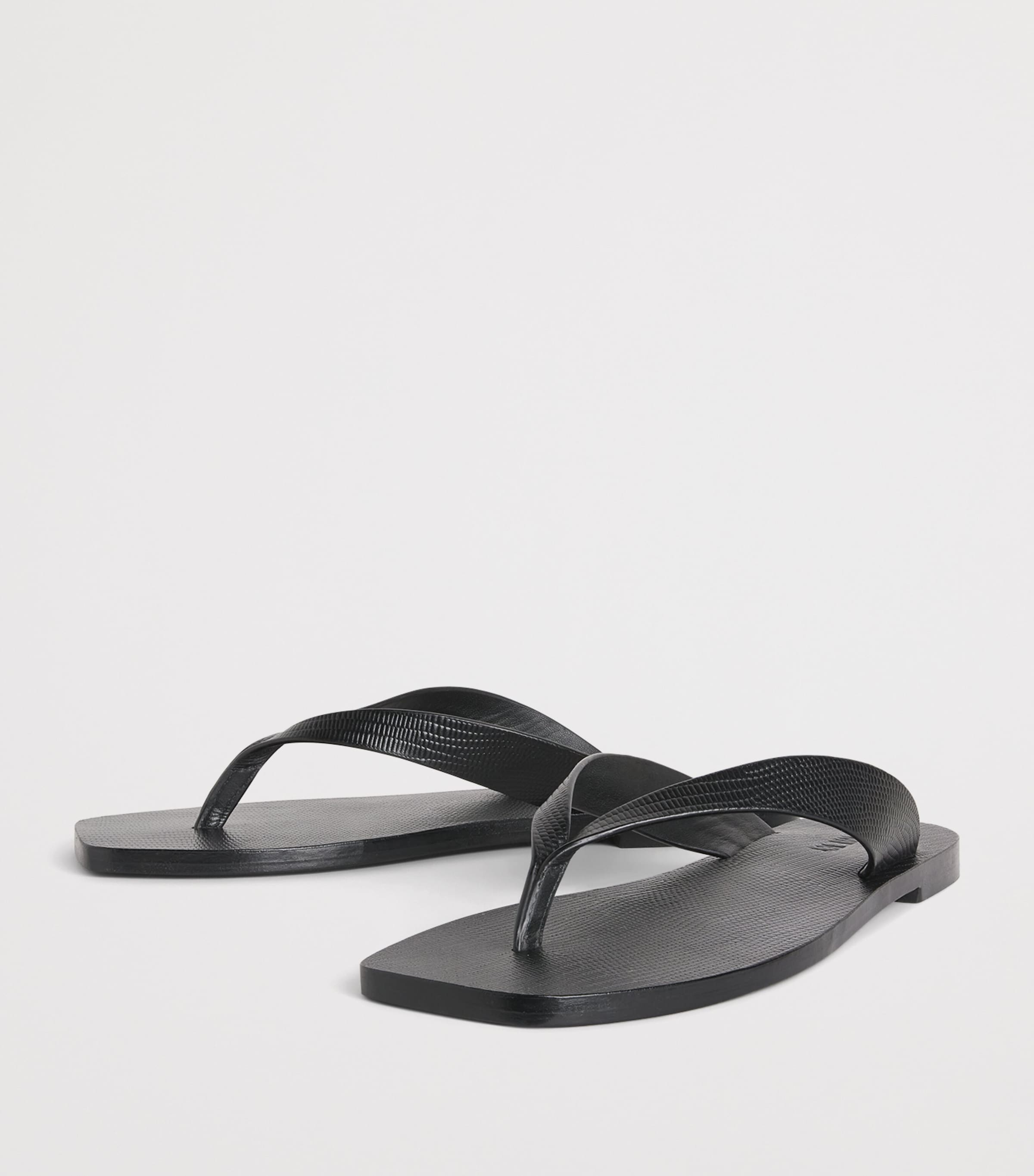 Leather Kinto Flip Flops BLACK EMBSSED LIZARD Image 3