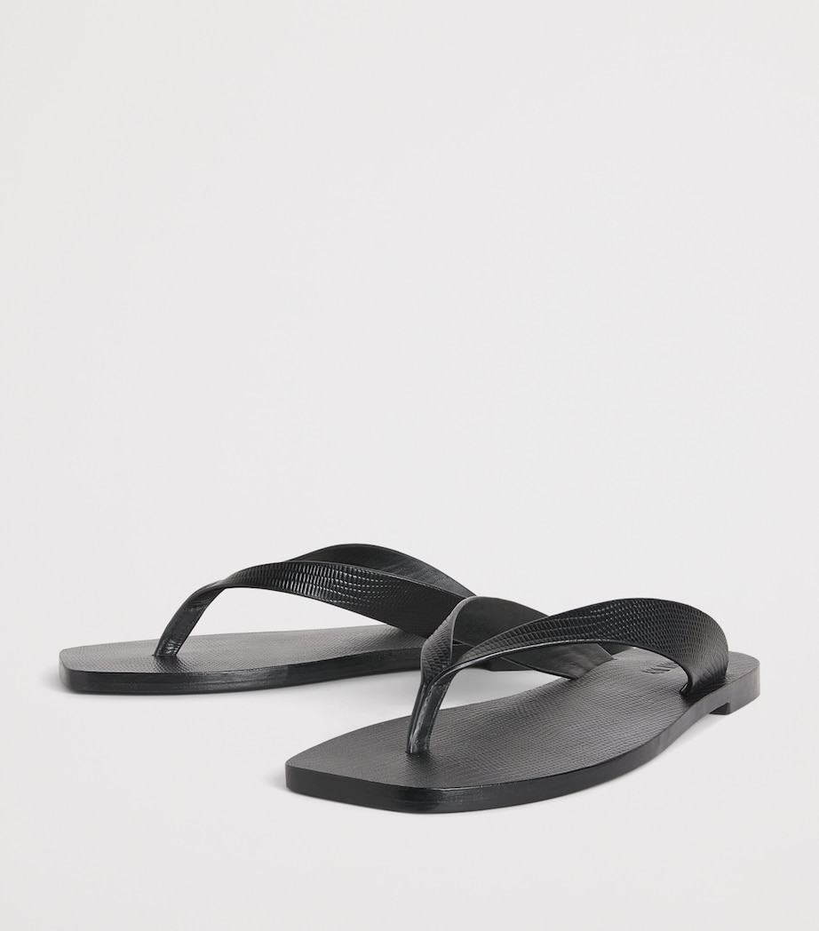 Leather Kinto Flip Flops BLACK EMBSSED LIZARD Image 3