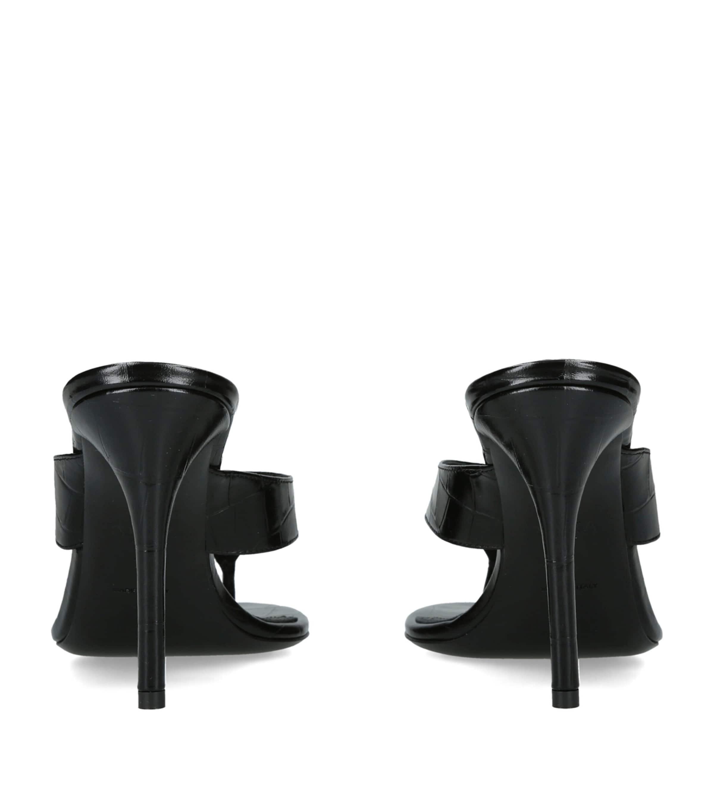Alaïa Croc-Embossed Leather Infra Thong Mules 90 Black Image 4