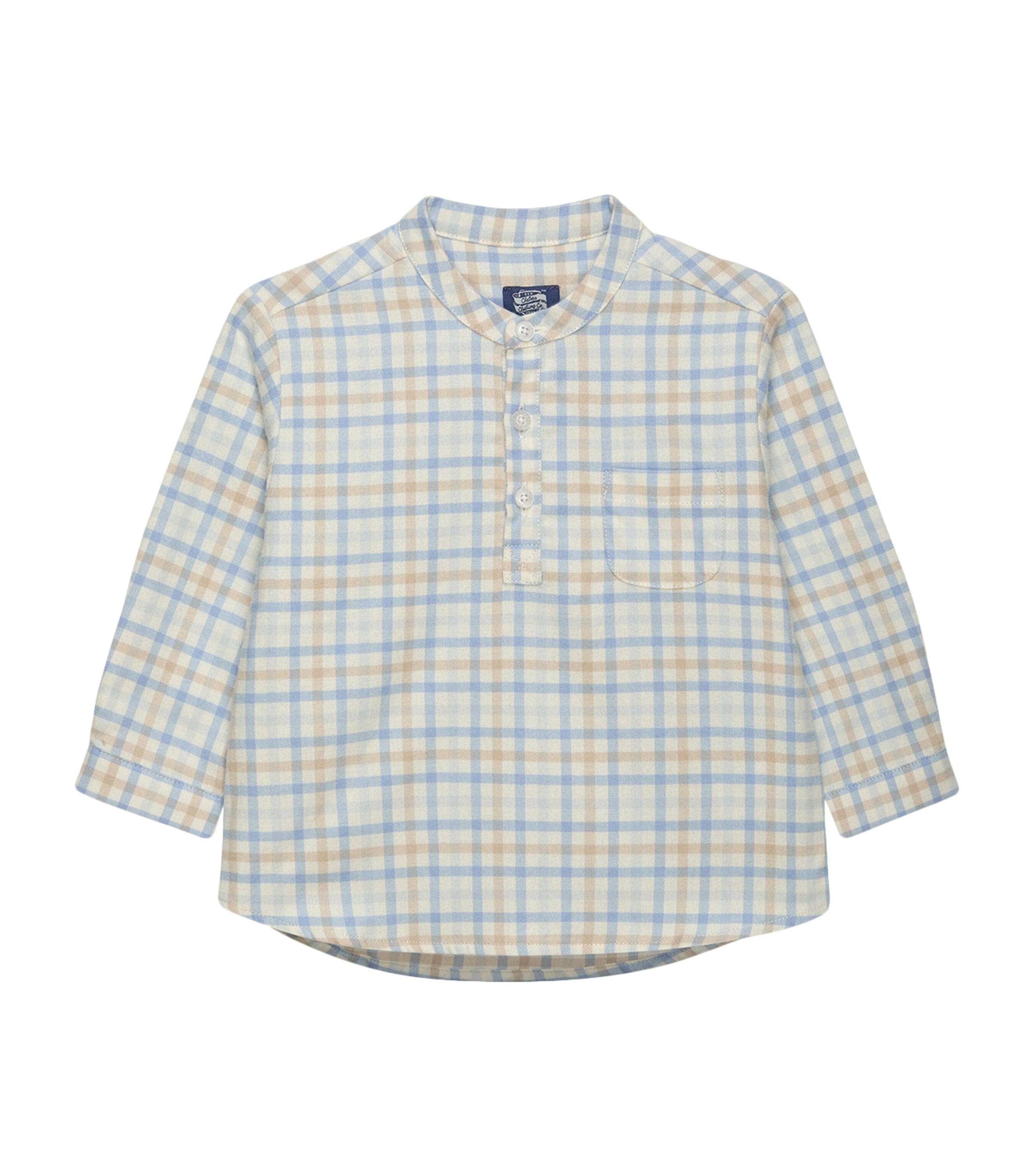 Trotters Cotton Oscar Check Shirt (6-24 Months) Pale Blue Image 1