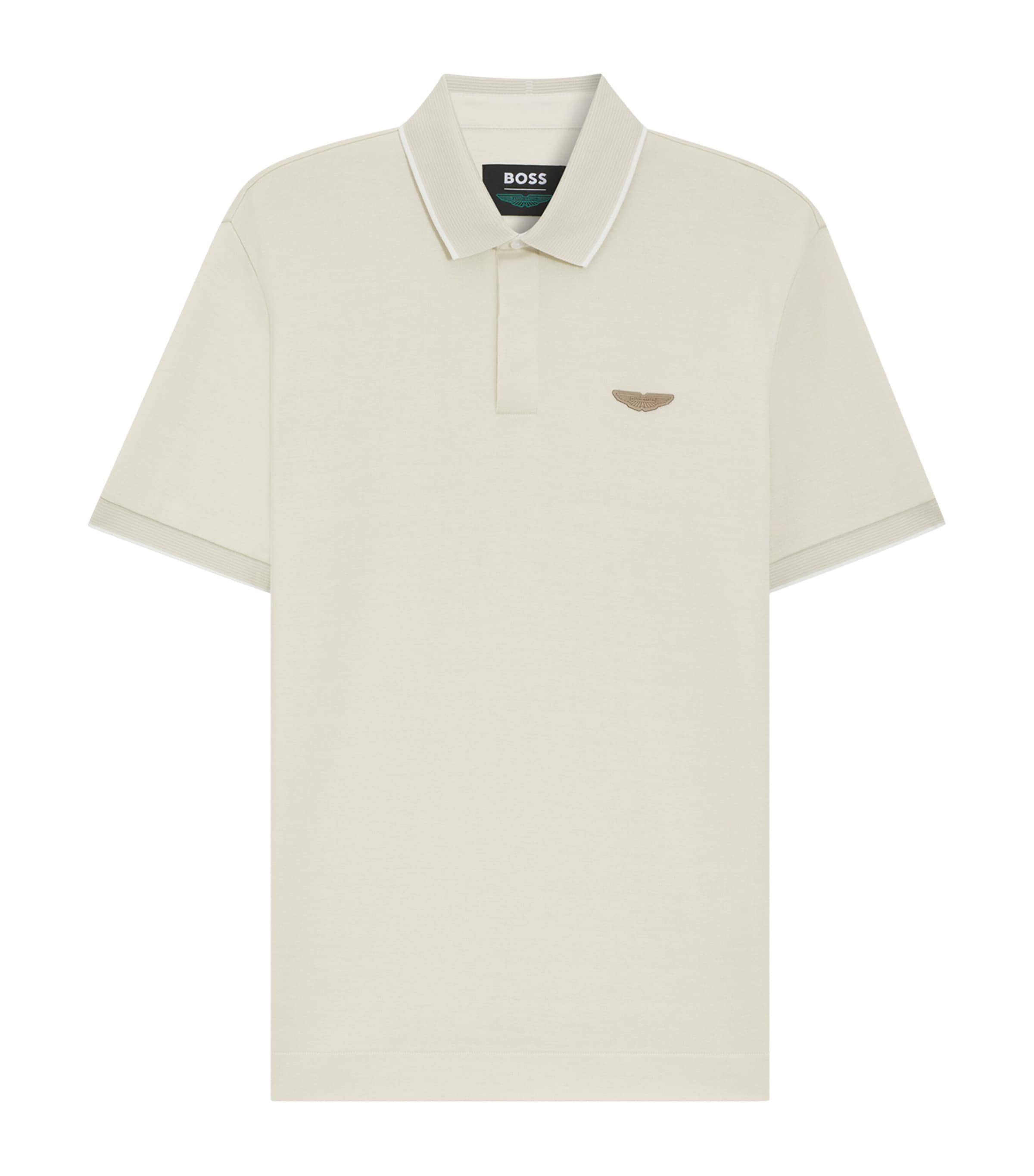 BOSS Mens x Aston Martin Cotton-Wool Polo Shirt Image 1